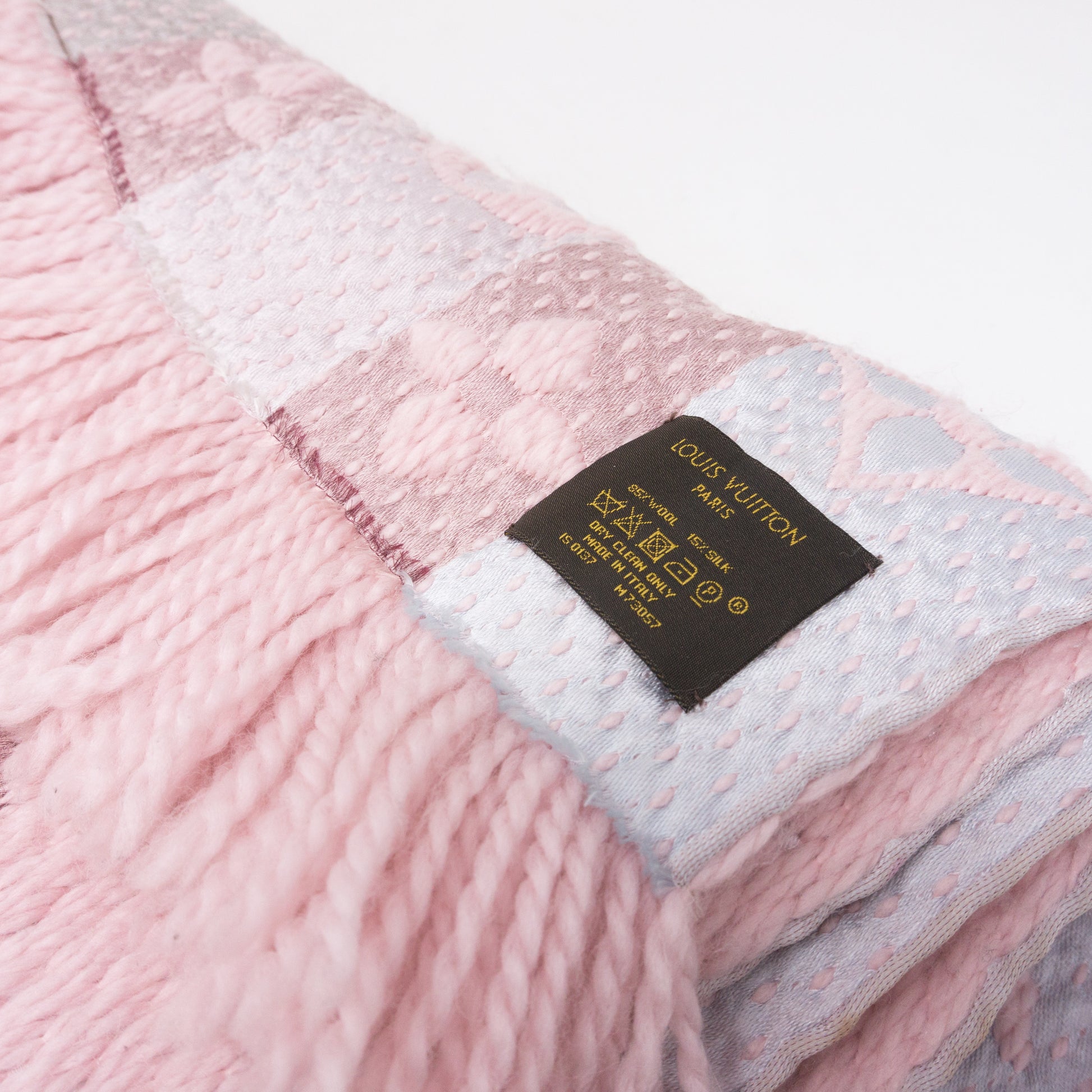 LOUIS VUITTON Wool Silk Logomania Rainbow Scarf Crystal Pink