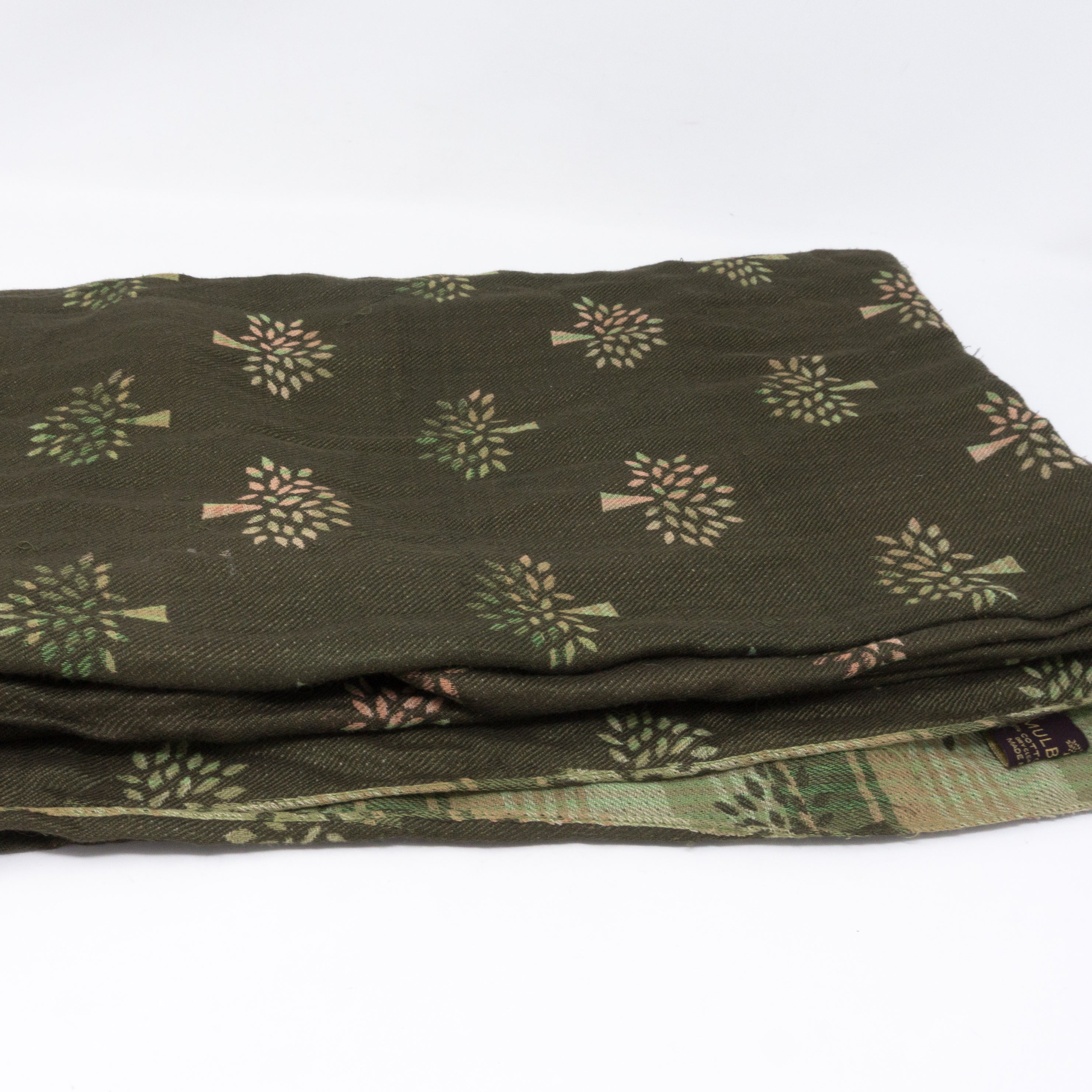 Green Plaid Logo Shawl