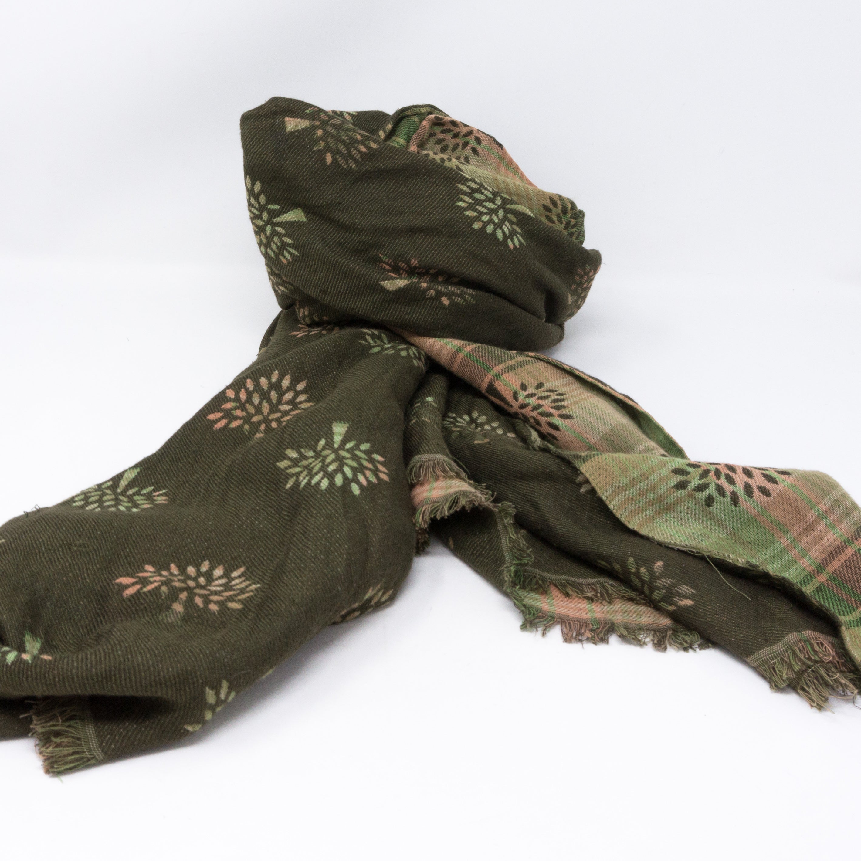 Green Plaid Logo Shawl