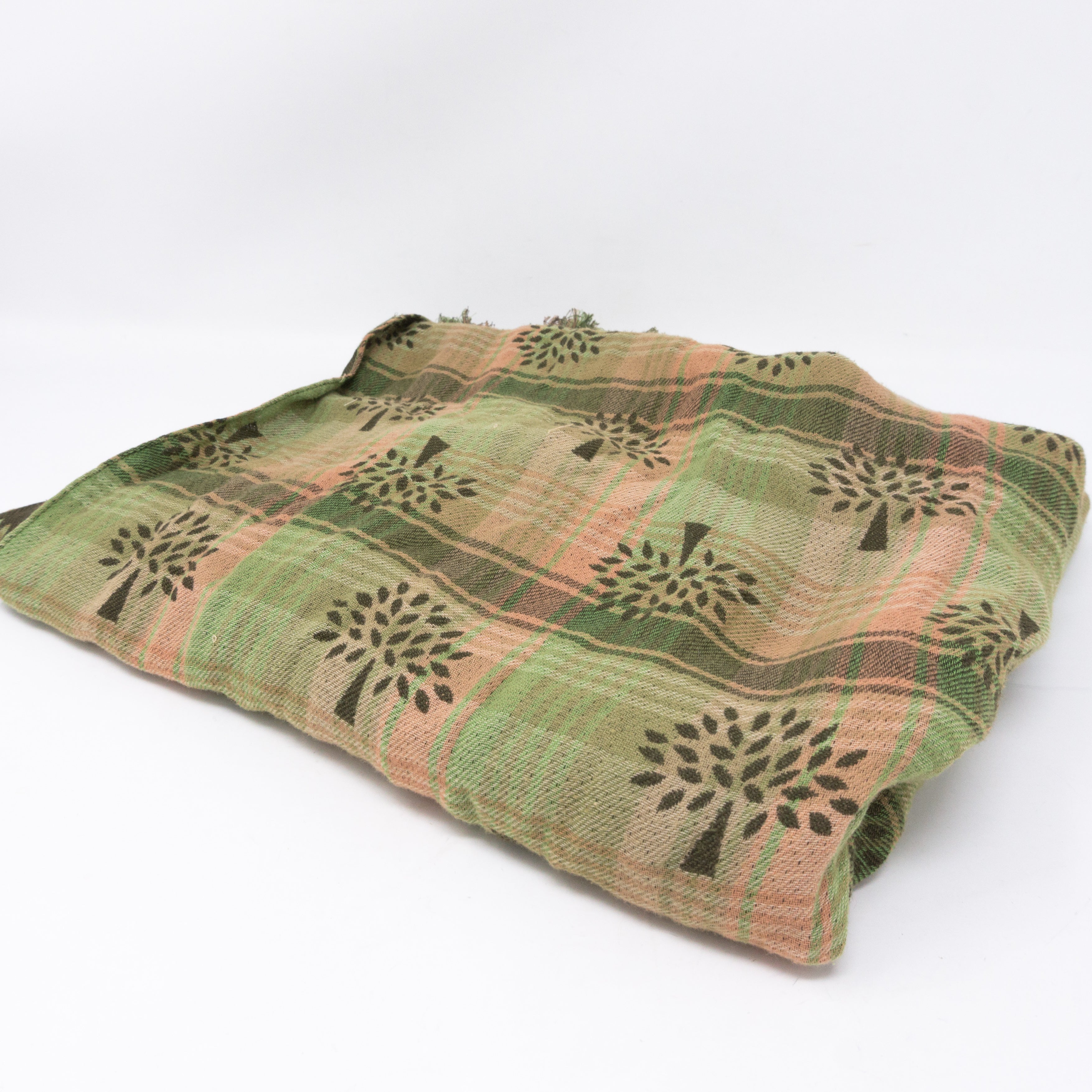 Green Plaid Logo Shawl