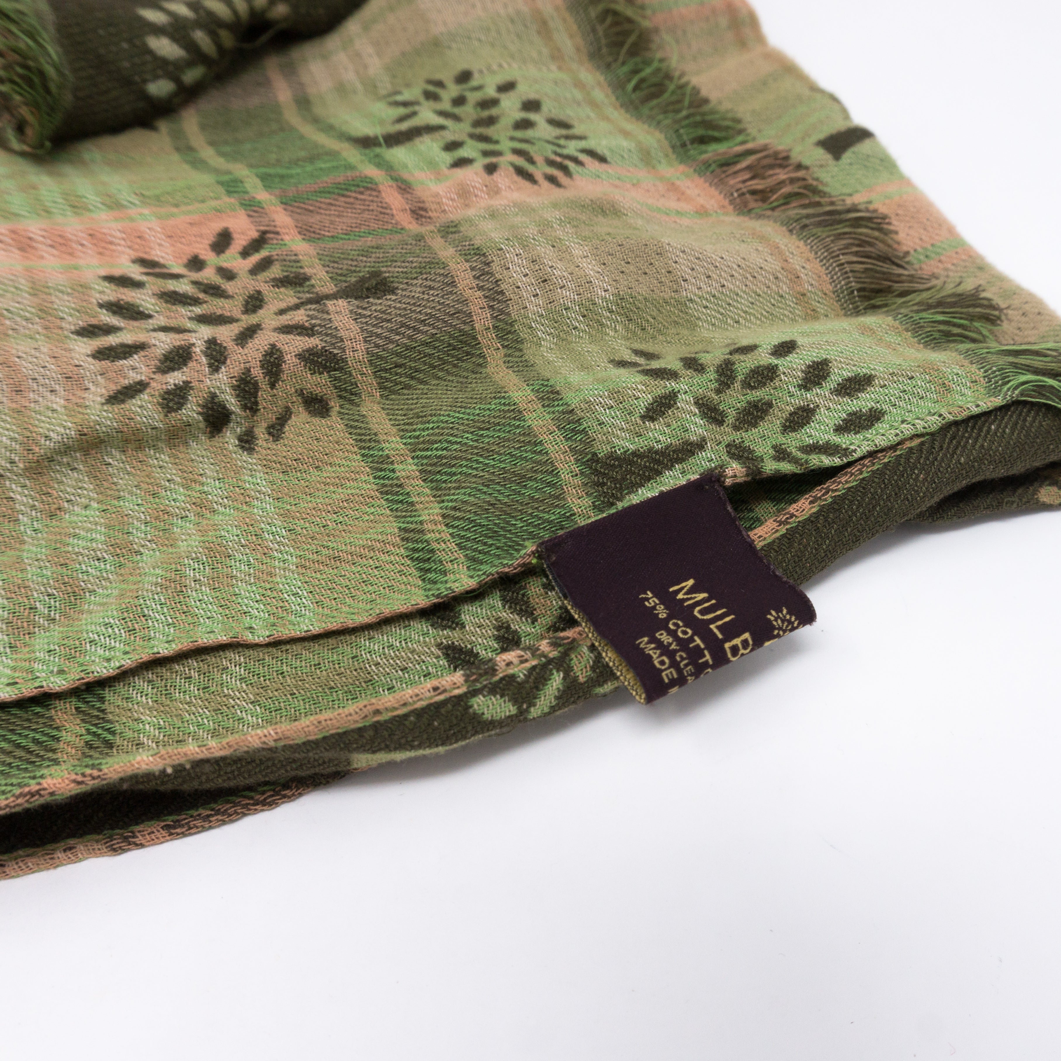 Green Plaid Logo Shawl