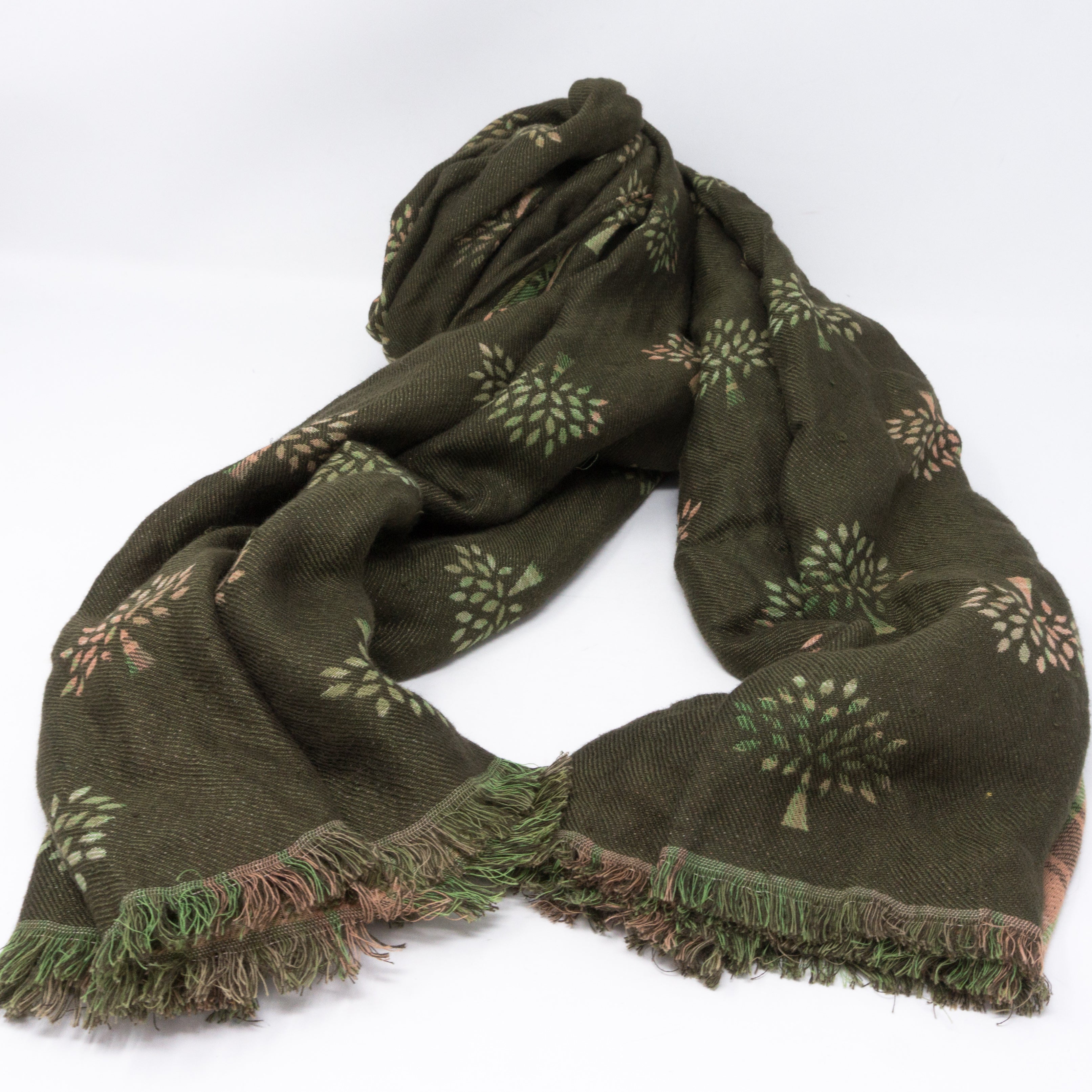 Green Plaid Logo Shawl