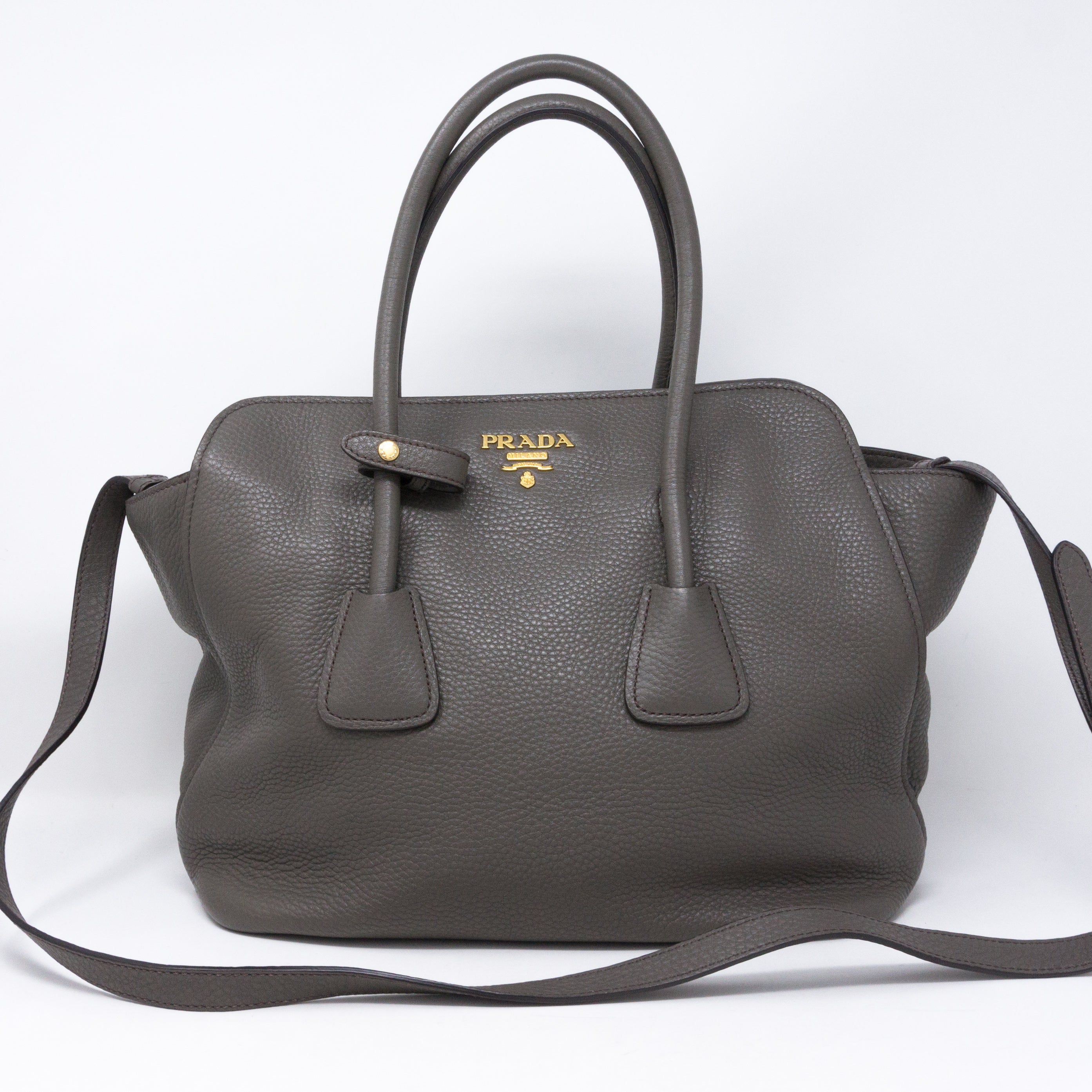 Two-way Handbag Gray Leather