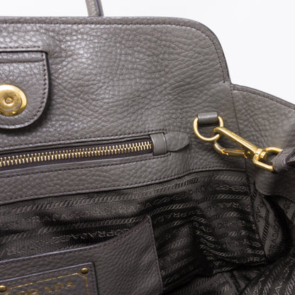 Two-way Handbag Gray Leather