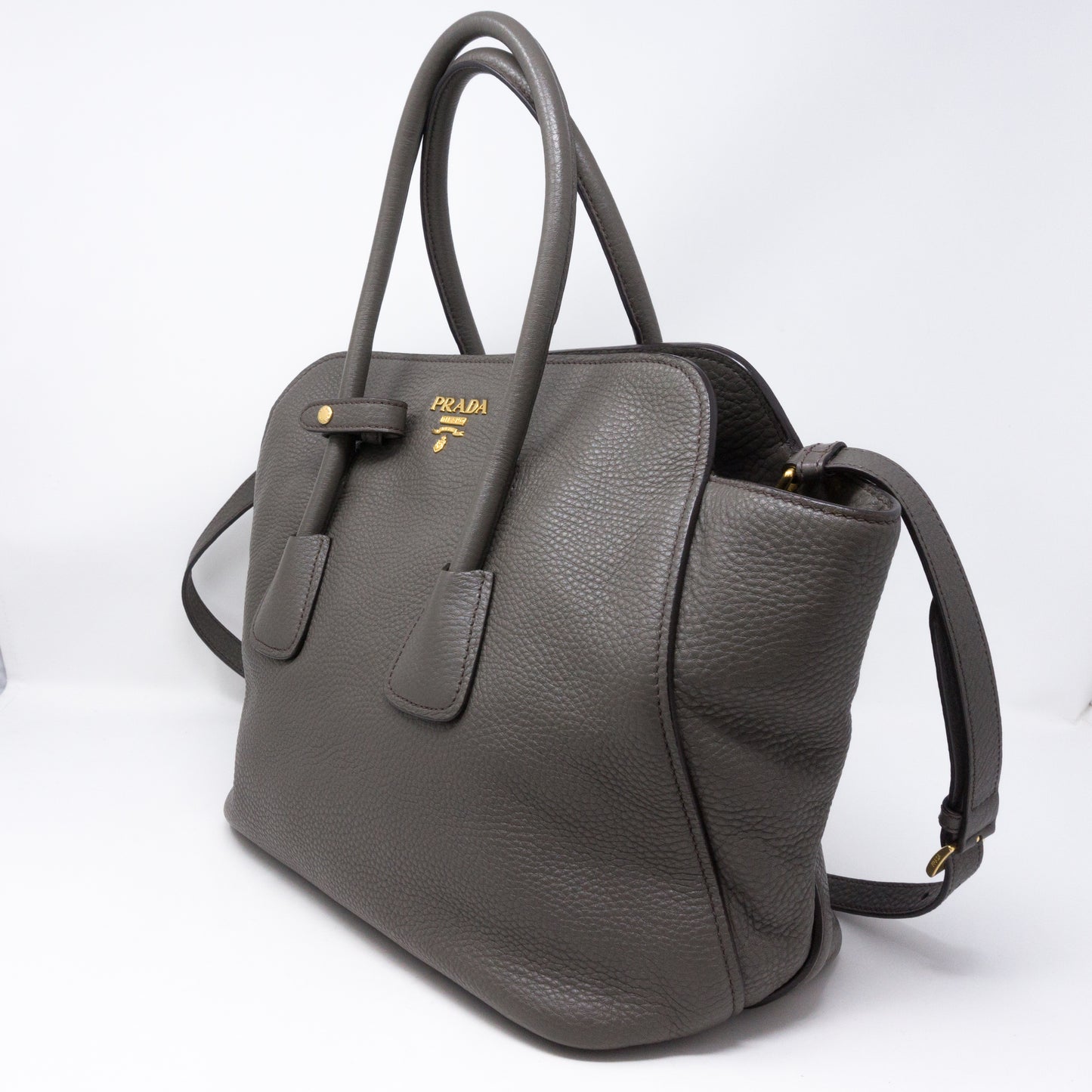 Two-way Handbag Gray Leather