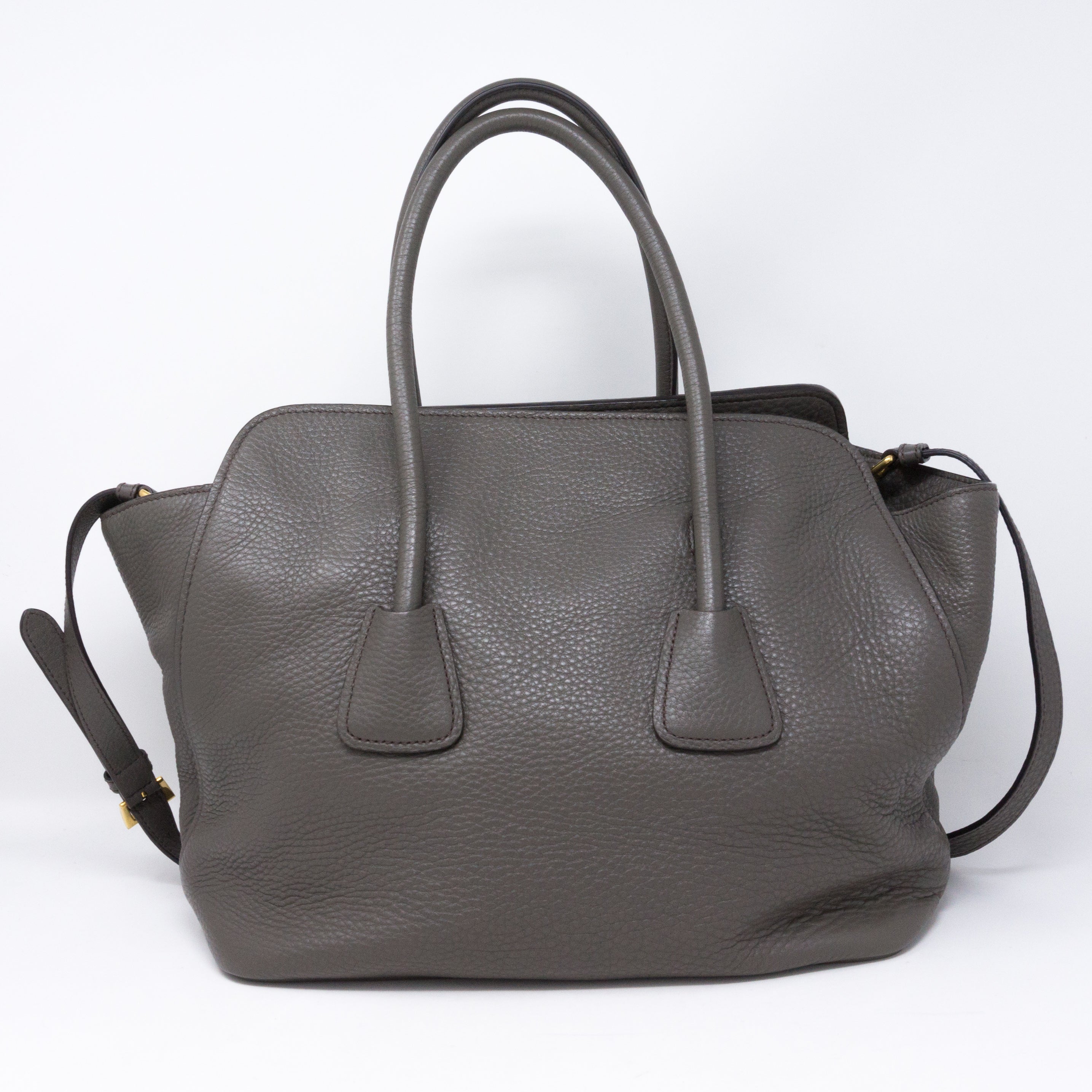 Two-way Handbag Gray Leather
