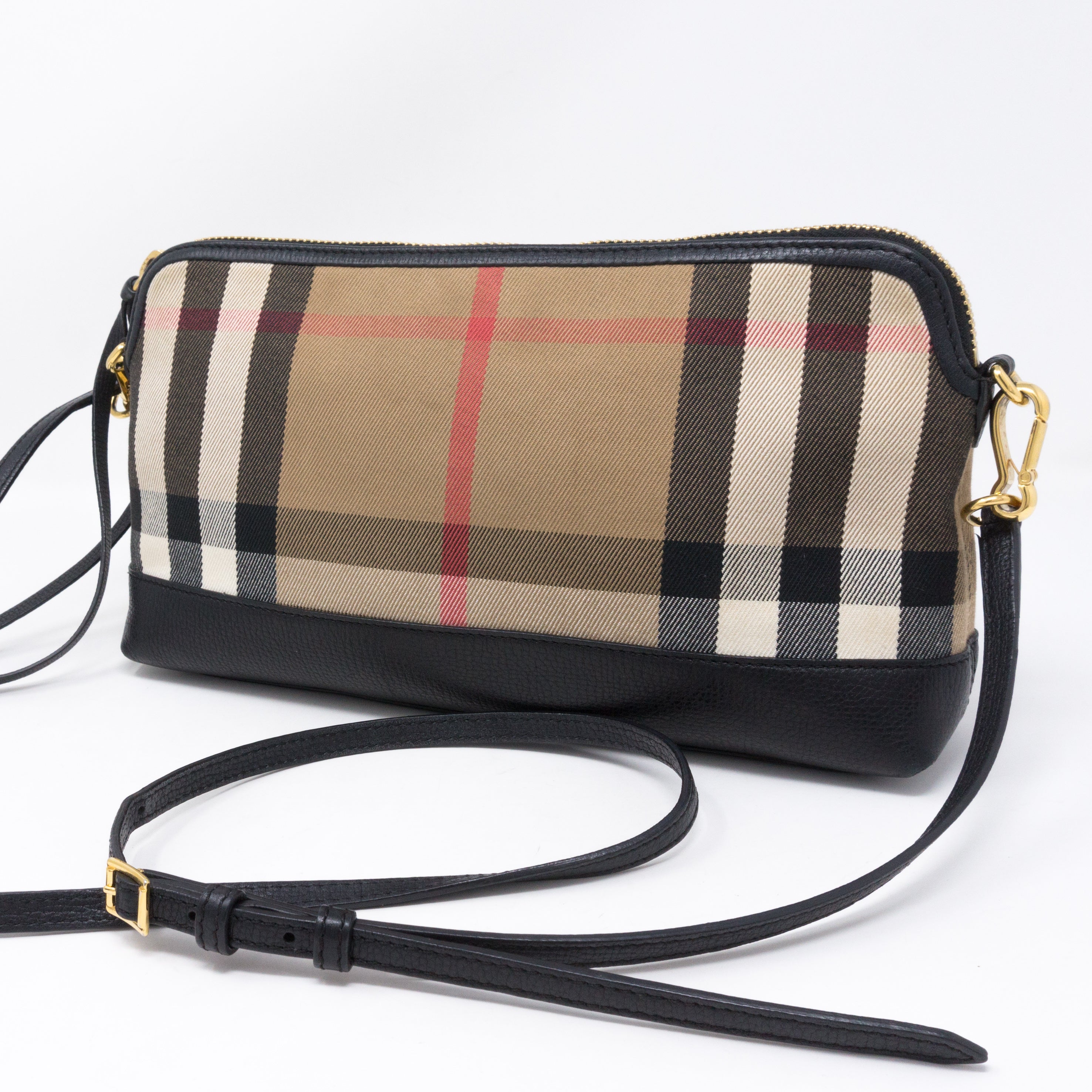 House Check Black Leather Crossbody Bag