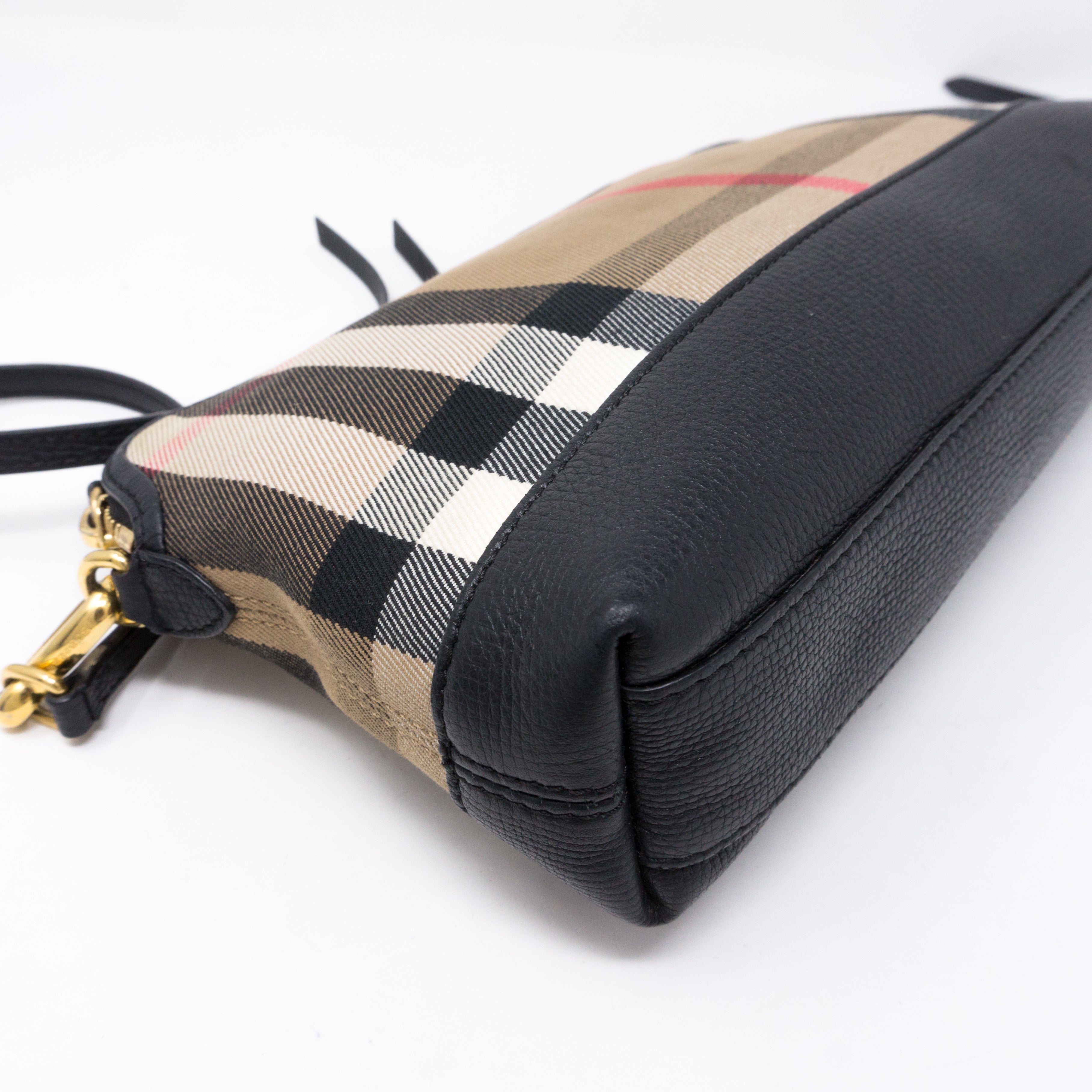 House Check Black Leather Crossbody Bag