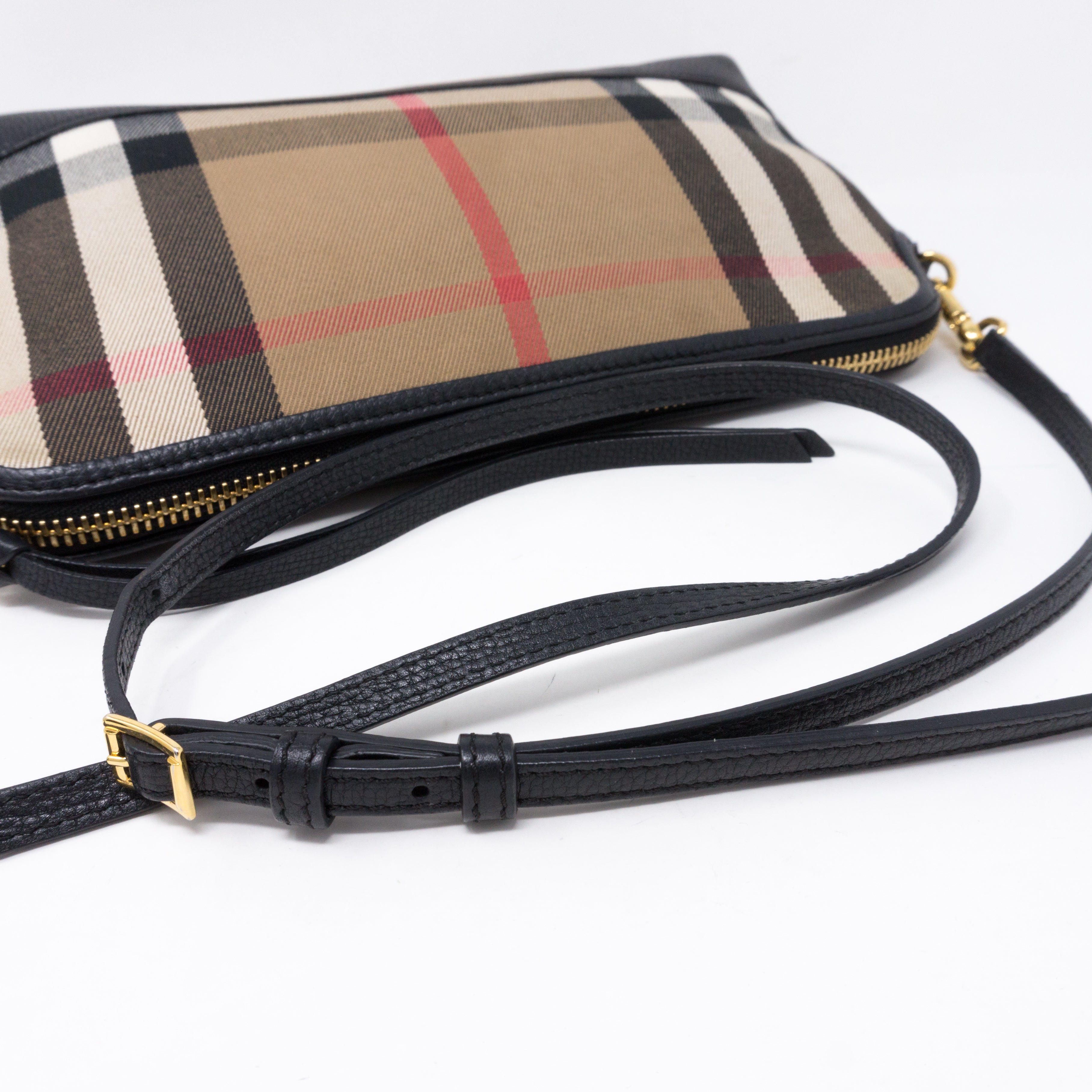 House Check Black Leather Crossbody Bag