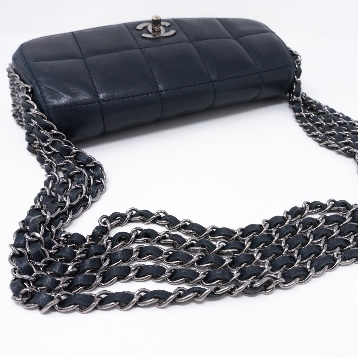 Multiple Chain Flap Bag Navy Blue