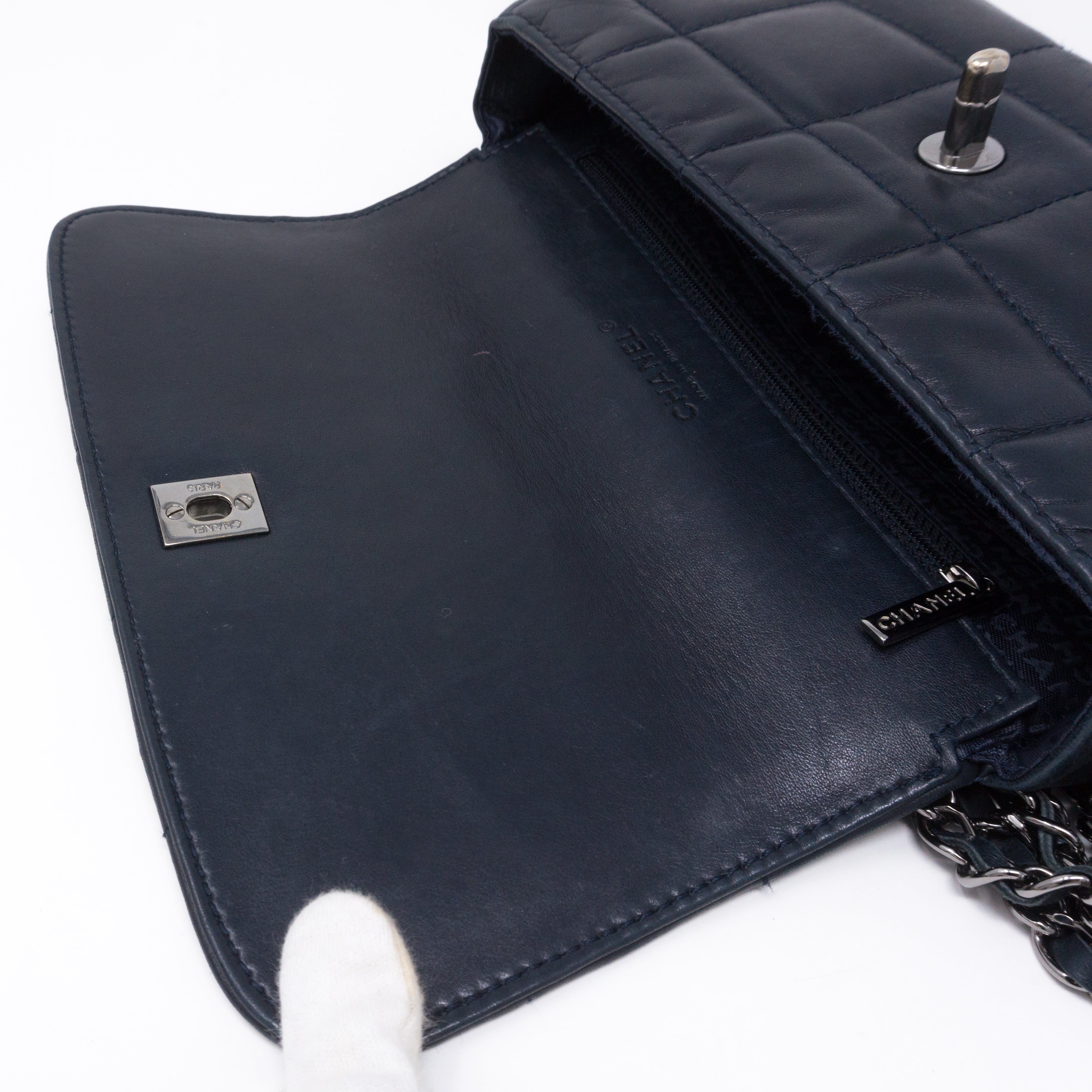 Multiple Chain Flap Bag Navy Blue