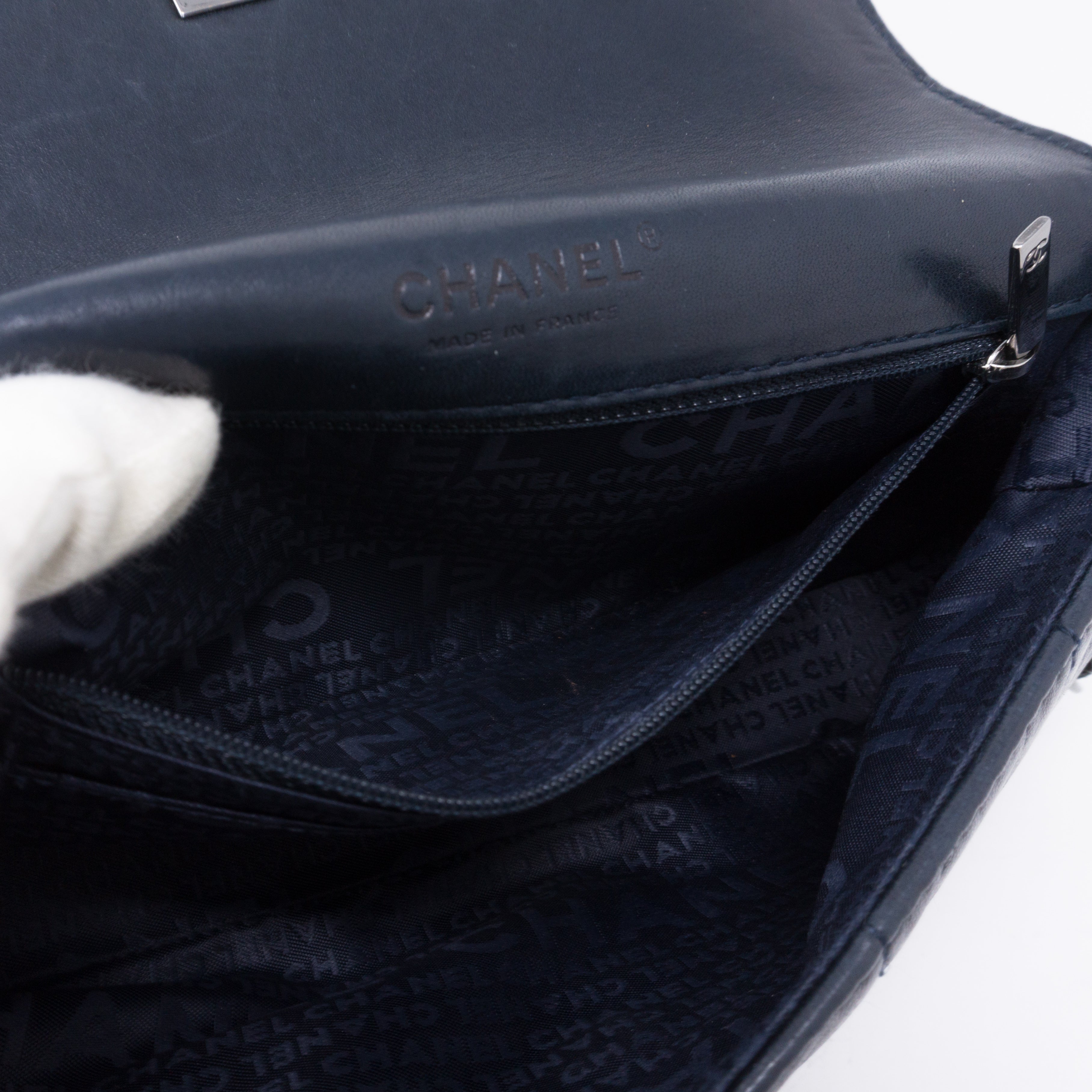 Multiple Chain Flap Bag Navy Blue