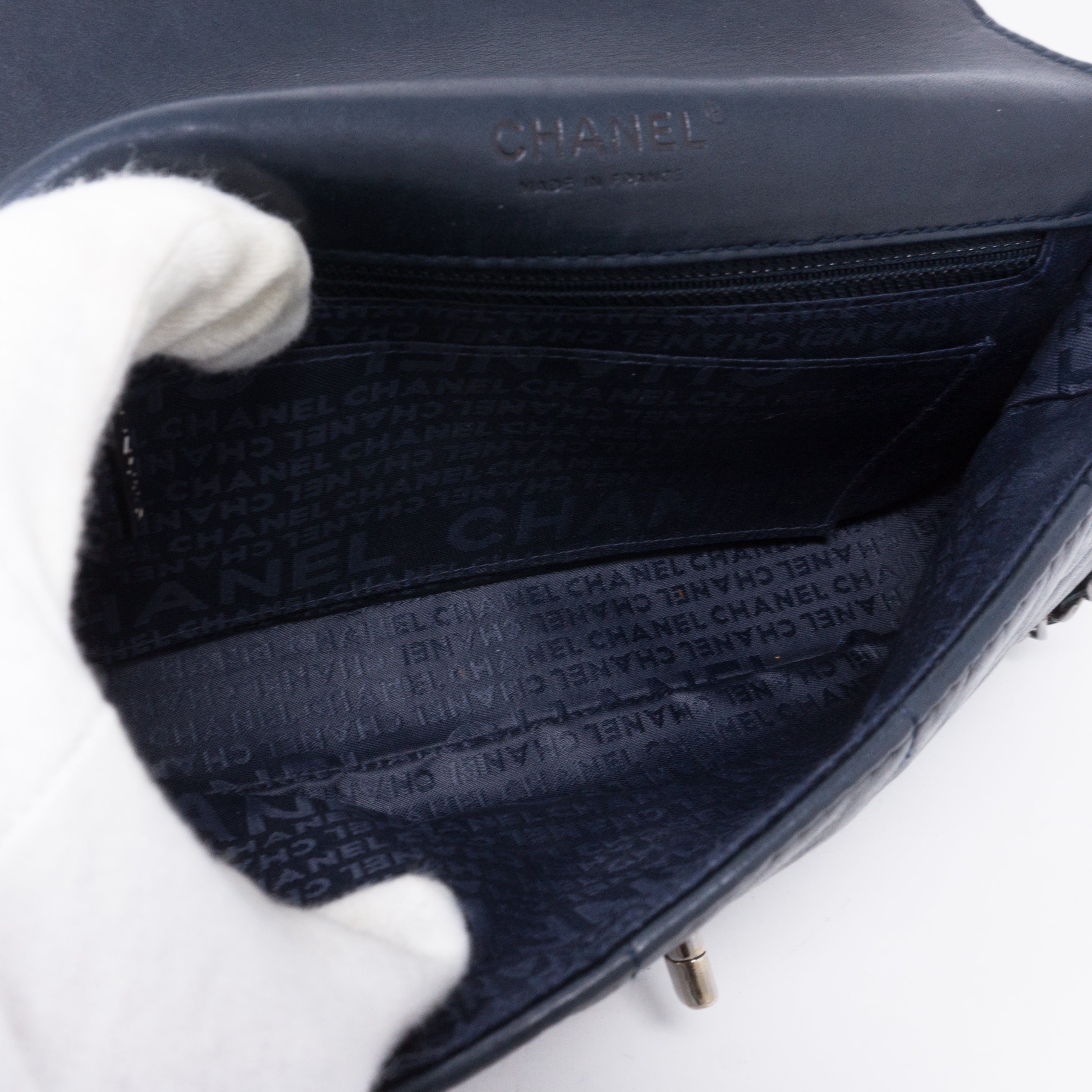 Multiple Chain Flap Bag Navy Blue