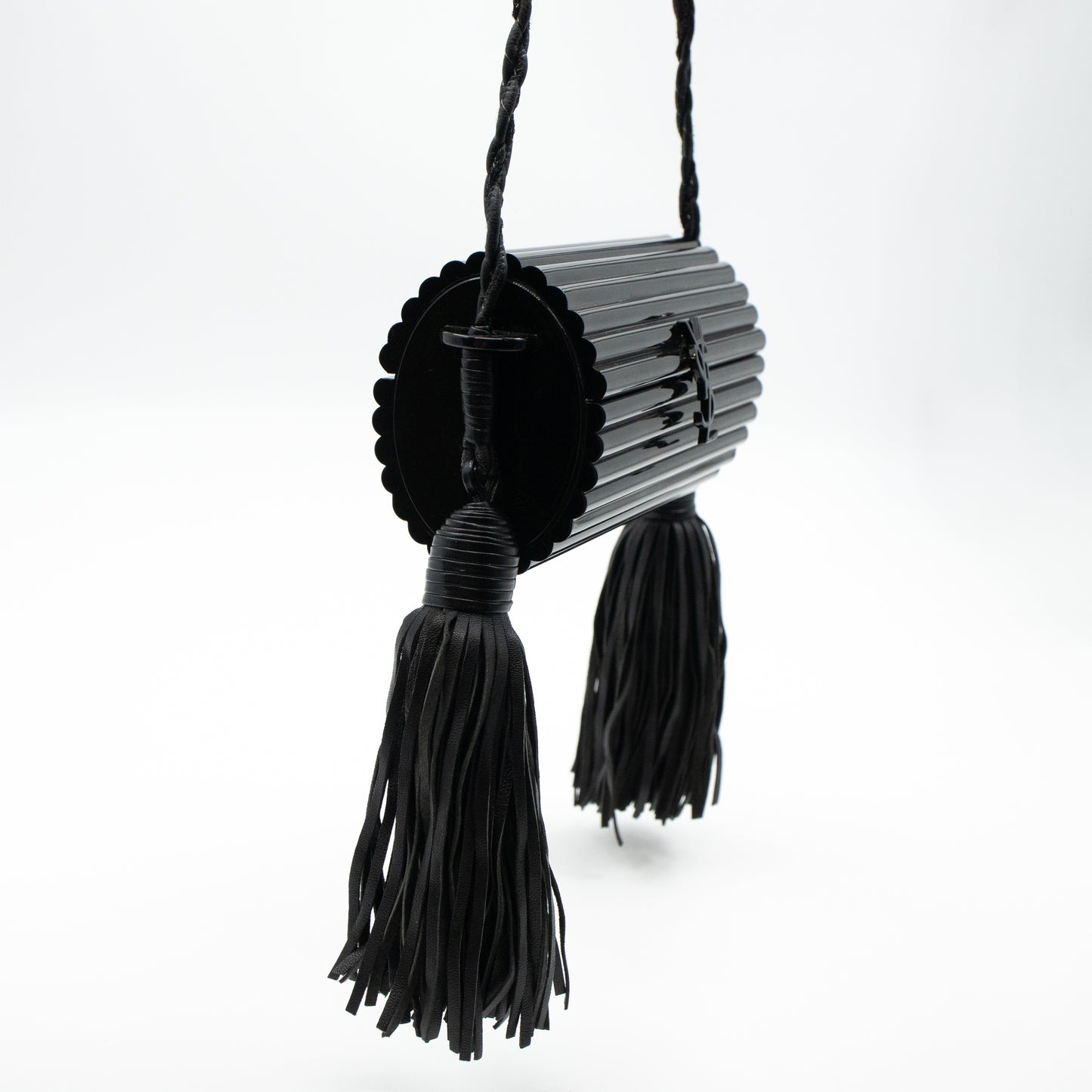 Opium Plexiglass Tassel Minaudiere Black