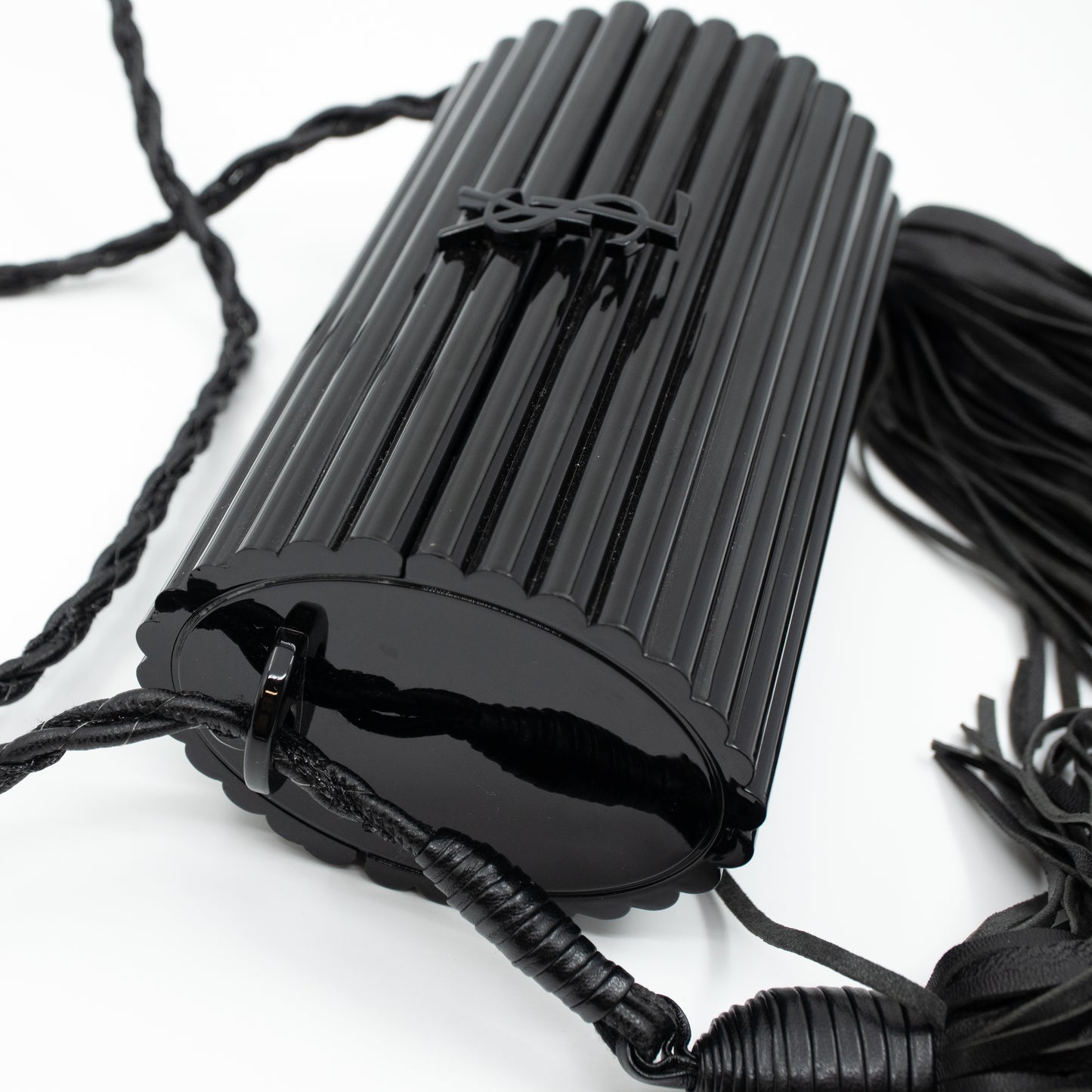 Opium Plexiglass Tassel Minaudiere Black