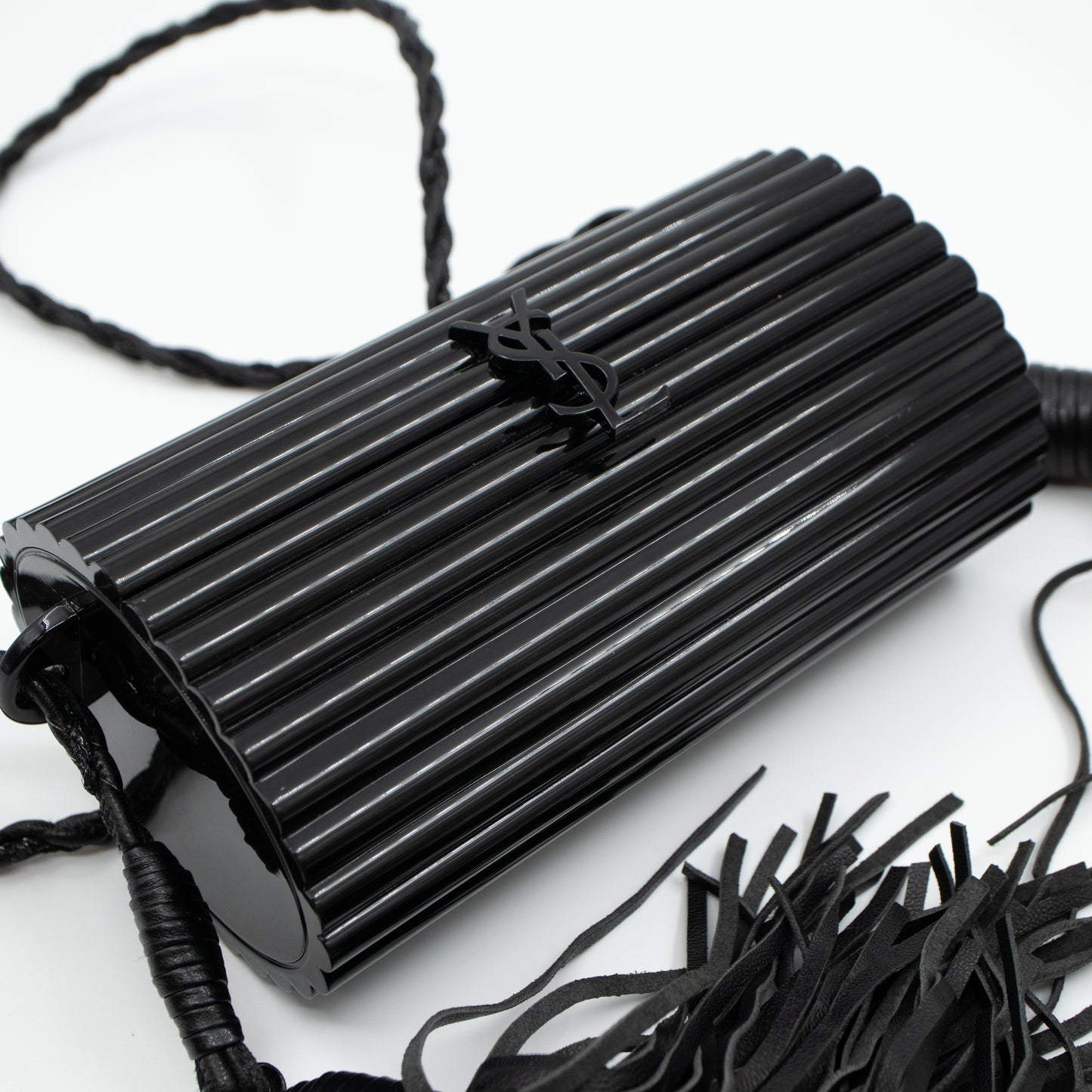 Opium Plexiglass Tassel Minaudiere Black