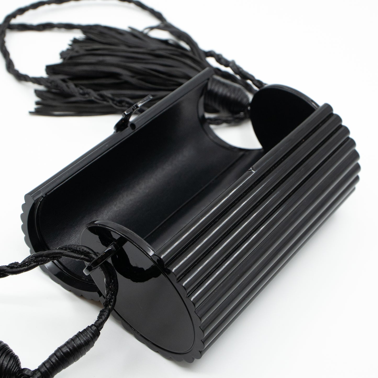 Opium Plexiglass Tassel Minaudiere Black