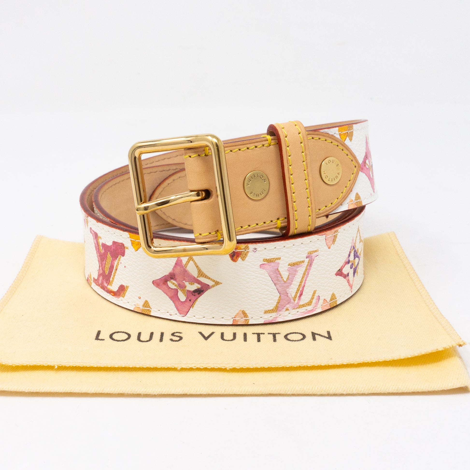 Louis Vuitton 2008 x Richard Prince Monogram Watercolor Aquarelle Belt -  White Belts, Accessories - LOU799196