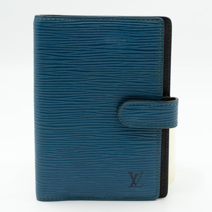 Small Ring Agenda Cover Epi Leather Blue