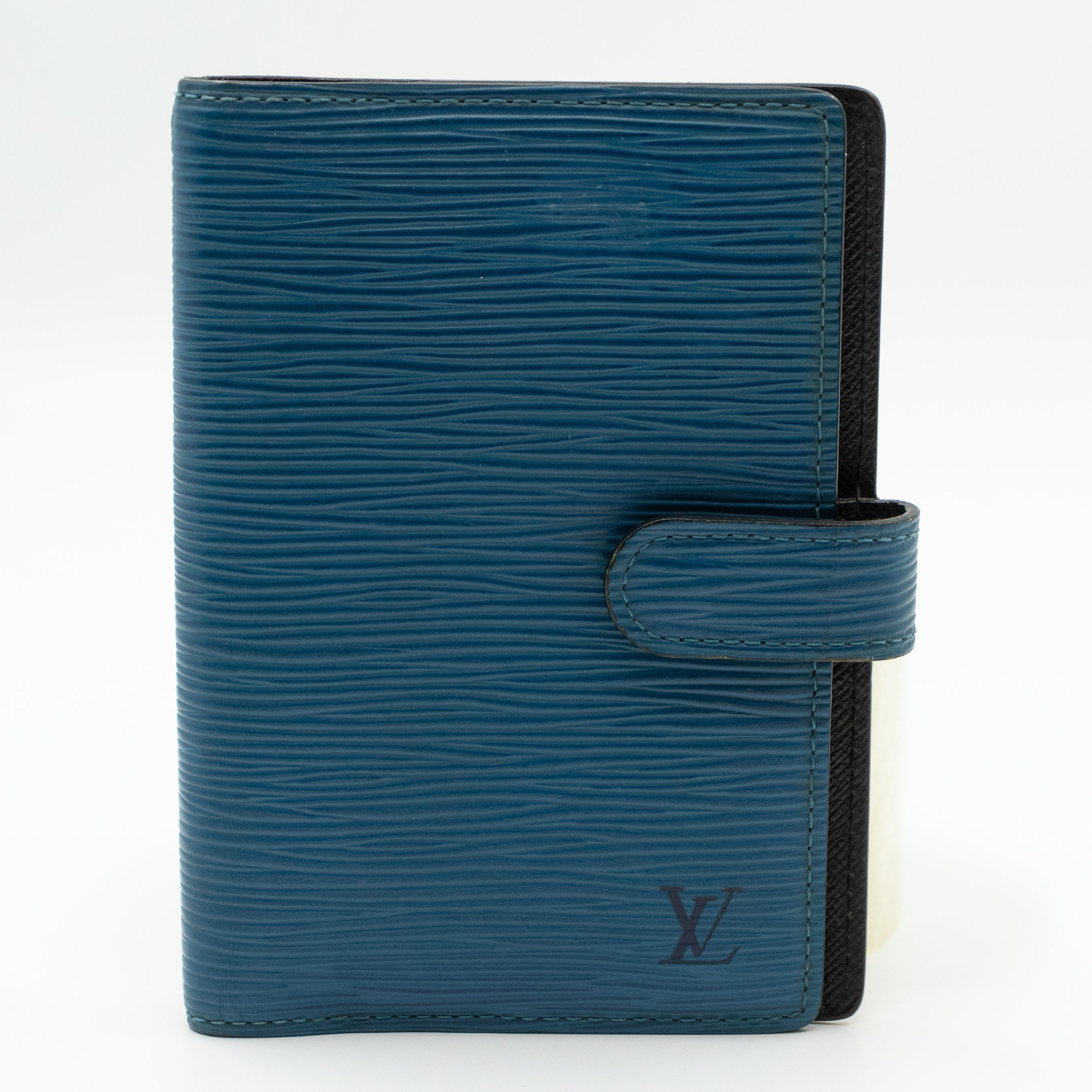 Small Ring Agenda Cover Epi Leather Blue