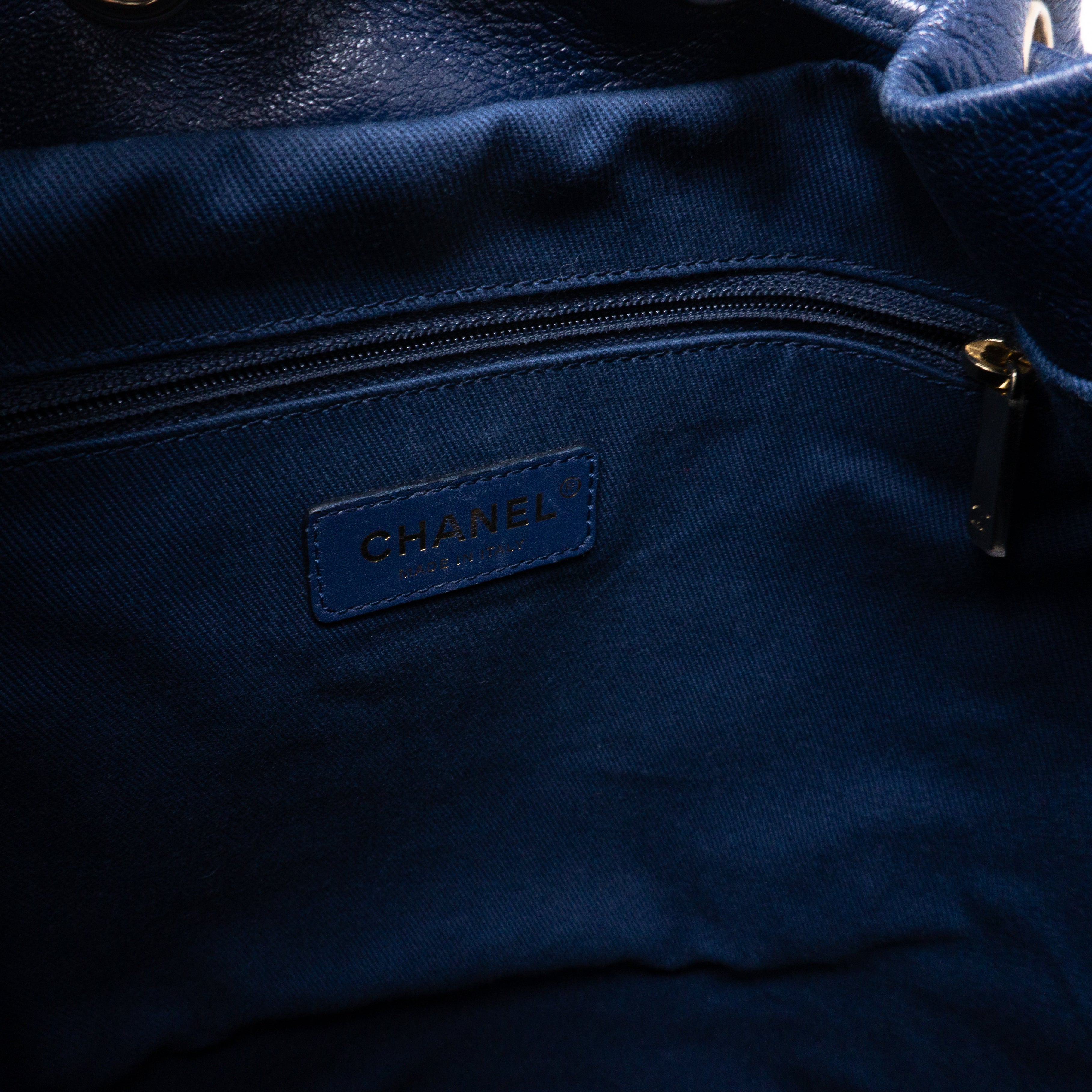 Daily Round Backpack Quilted Blue Leather