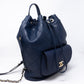 Daily Round Backpack Quilted Blue Leather