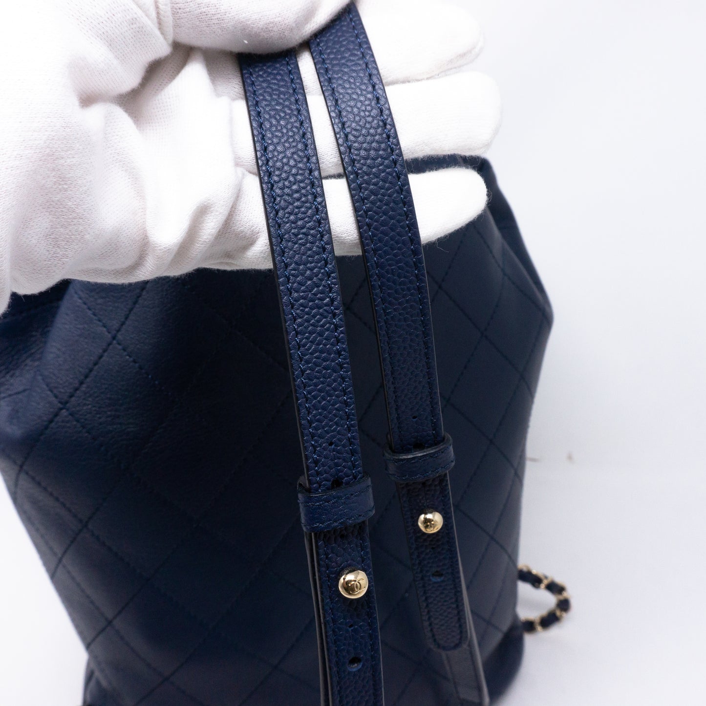 Daily Round Backpack Quilted Blue Leather