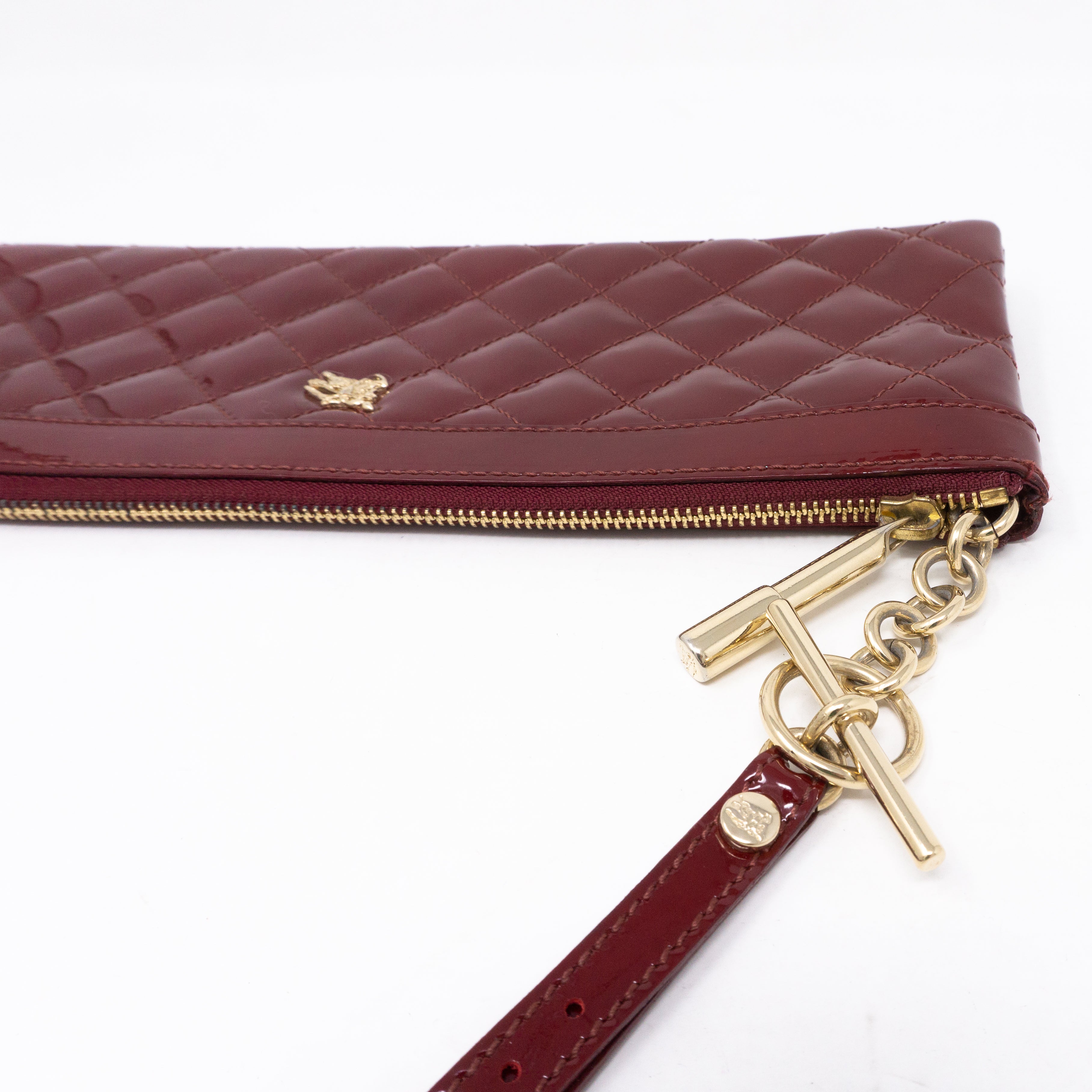 Quilted Clutch Burgundy Patent Leather