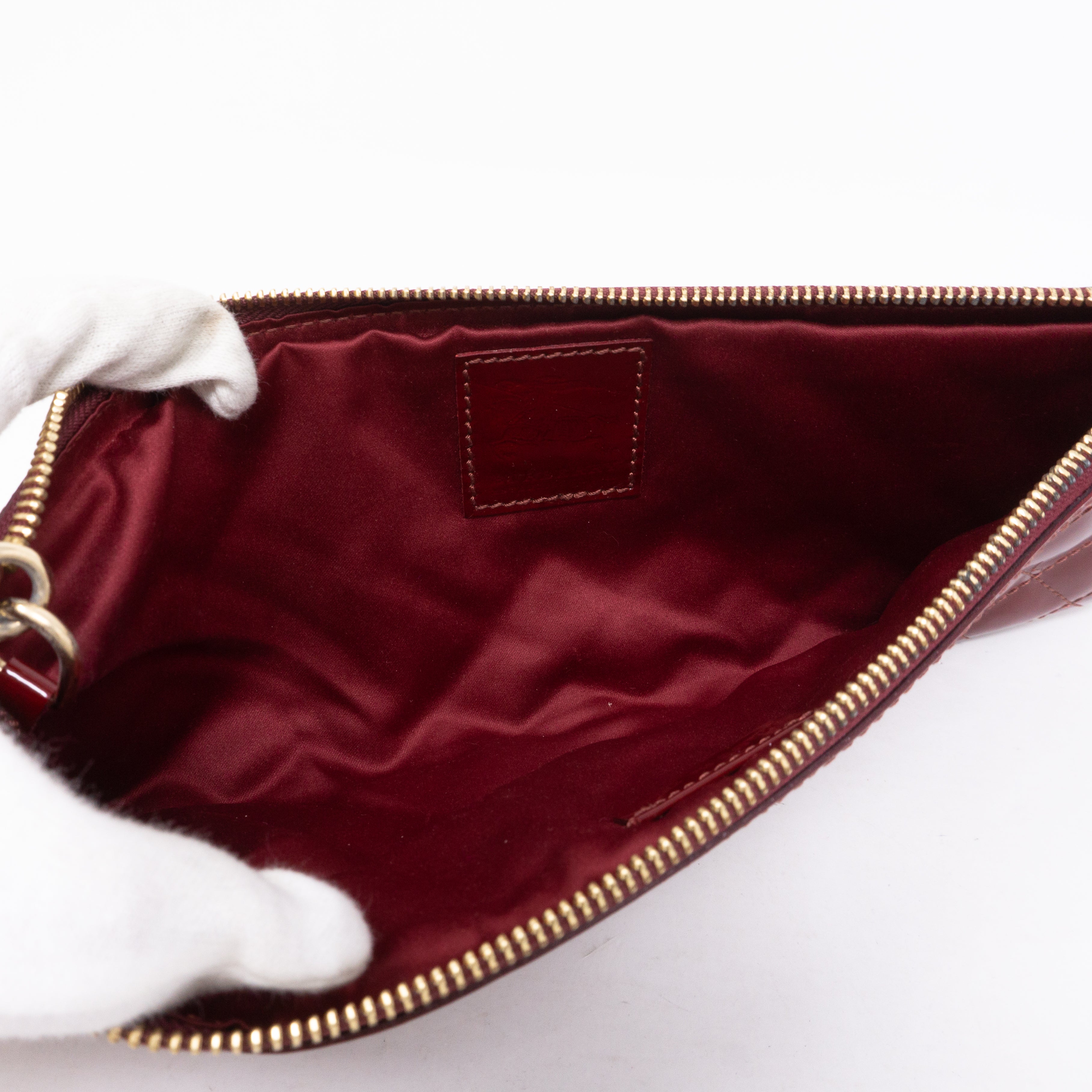 Quilted Clutch Burgundy Patent Leather