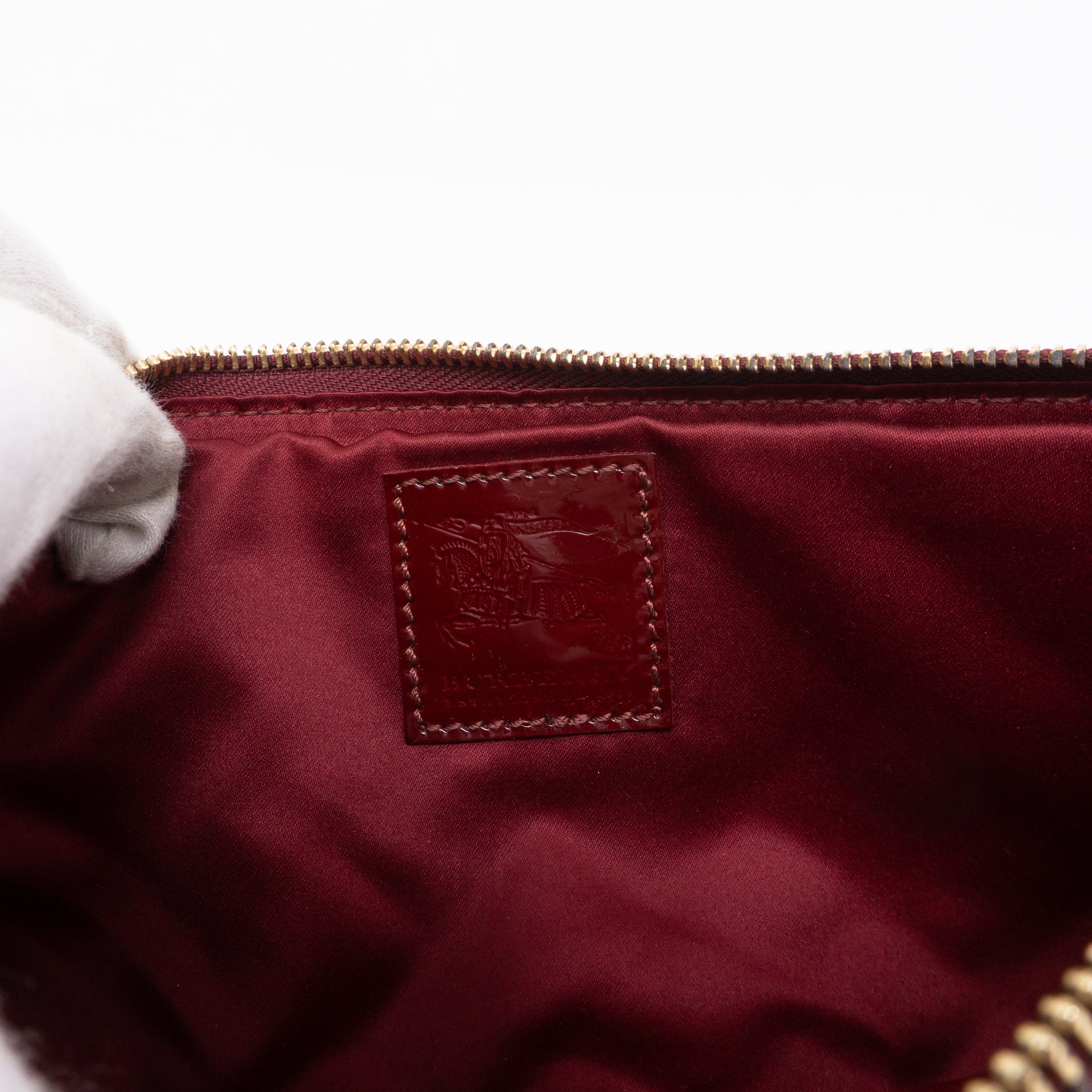 Quilted Clutch Burgundy Patent Leather