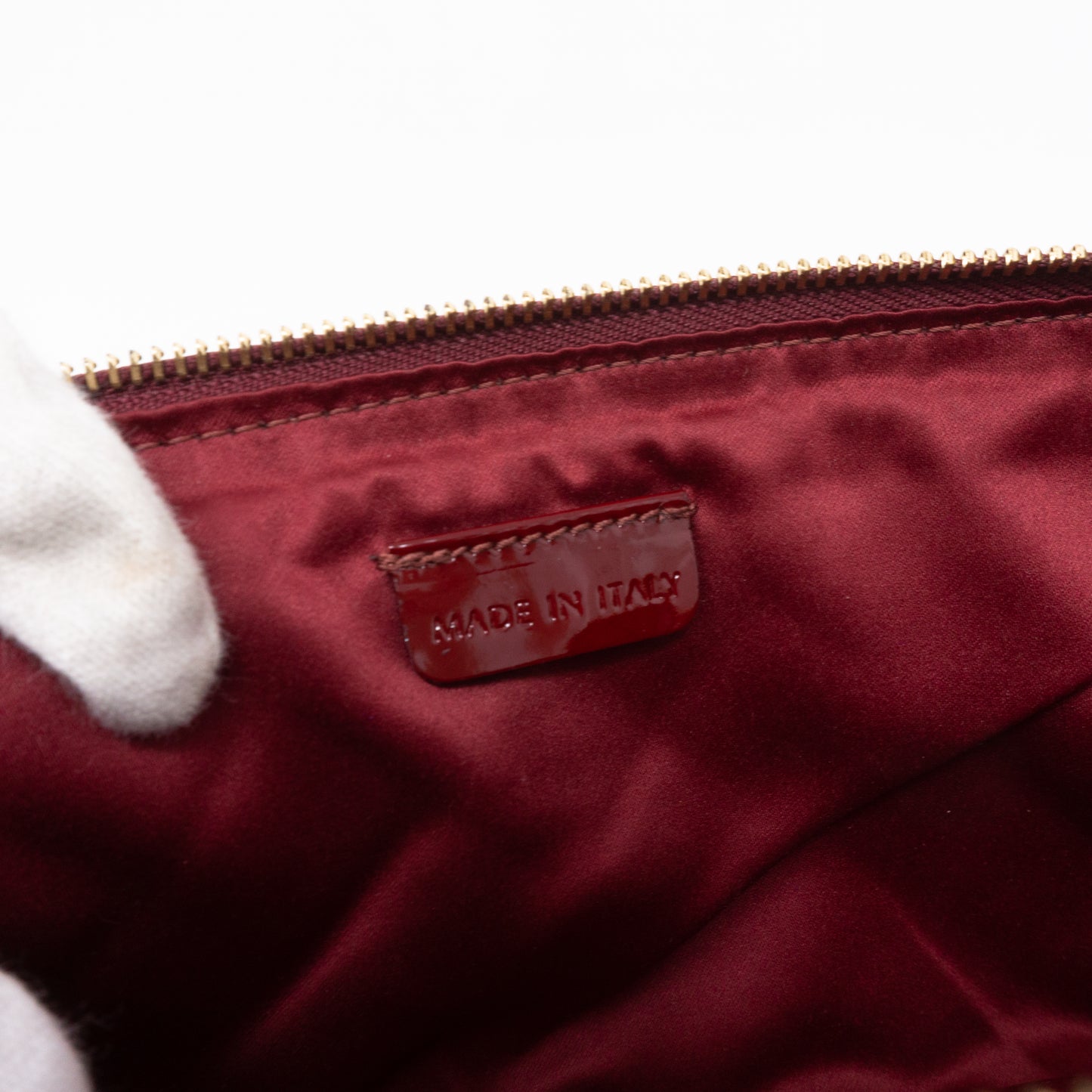Quilted Clutch Burgundy Patent Leather