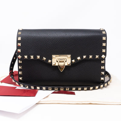Rockstud Crossbody Black Leather