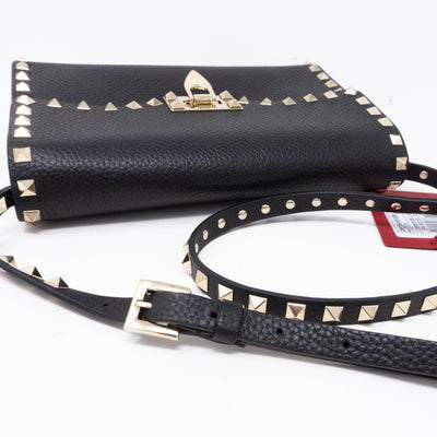Rockstud Crossbody Black Leather