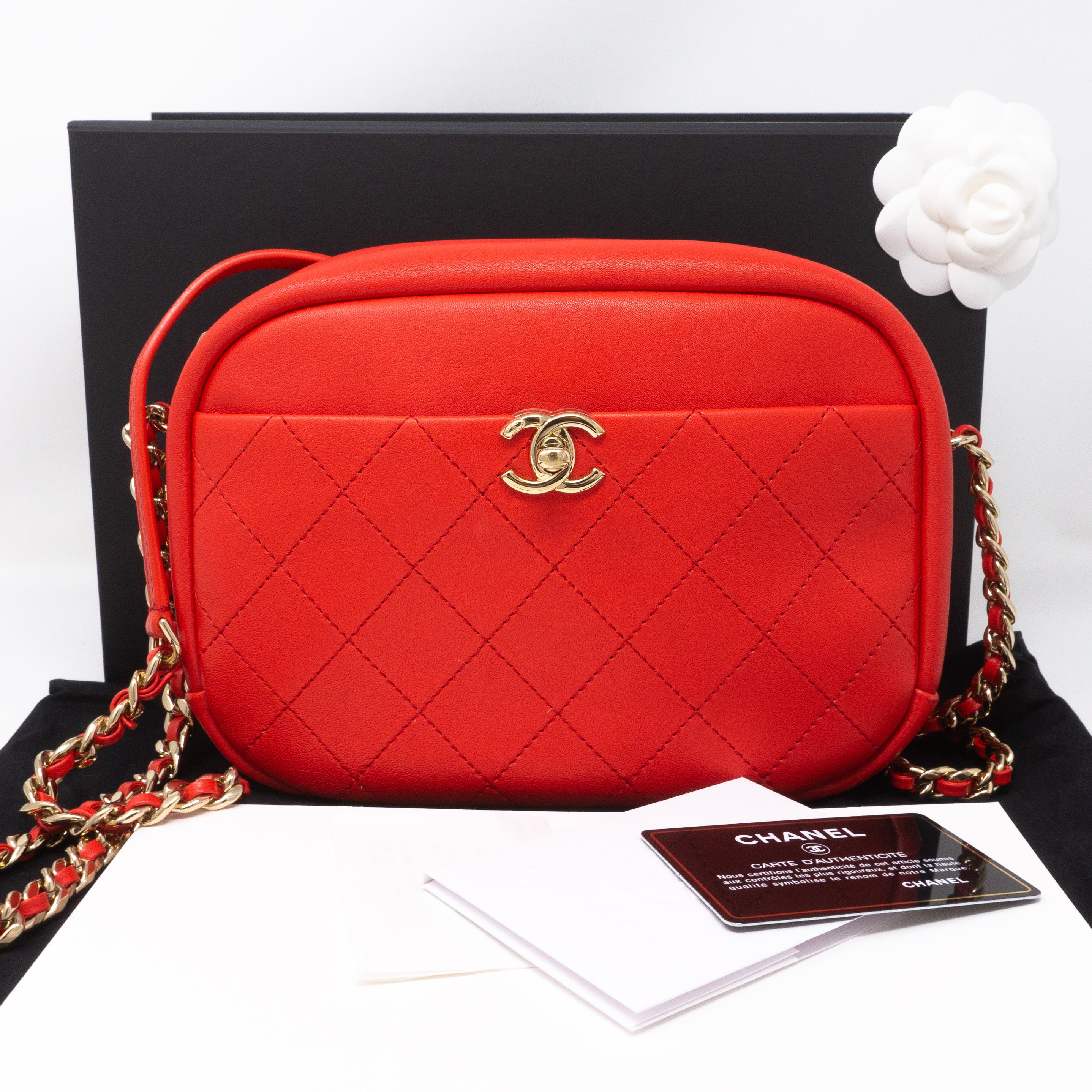 Chanel Red Lambskin Leather Tassel Flap Bag