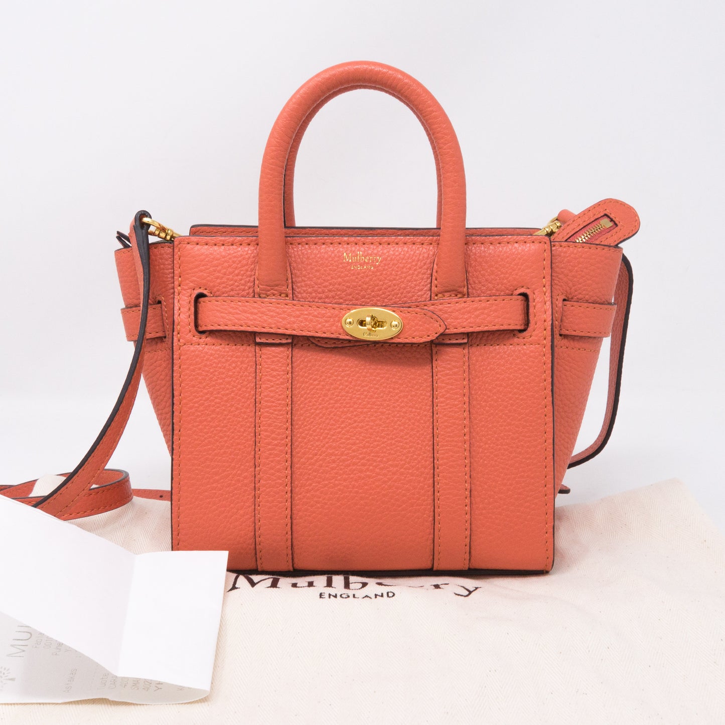 Micro Zipped Bayswater Coral Rose Leather