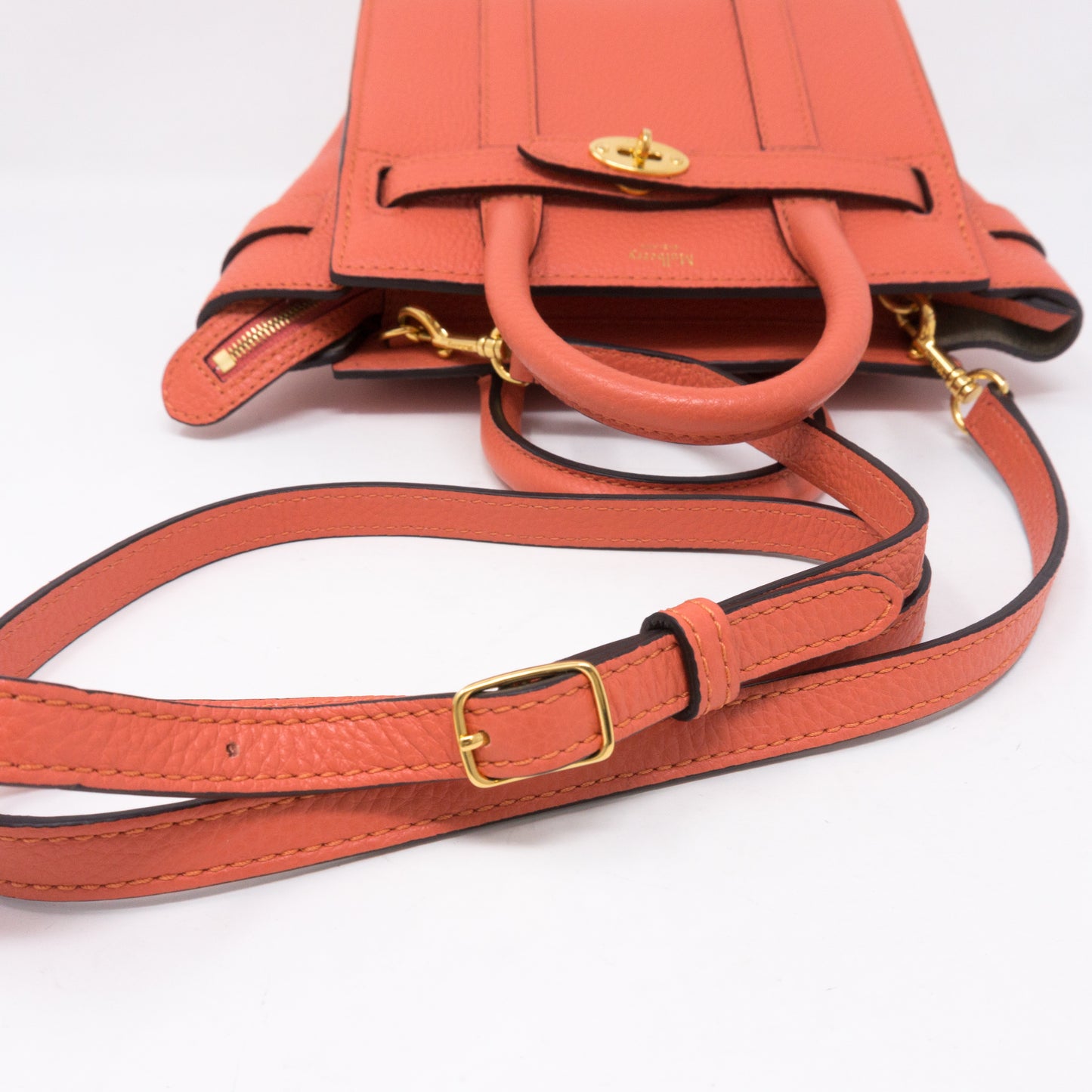 Micro Zipped Bayswater Coral Rose Leather