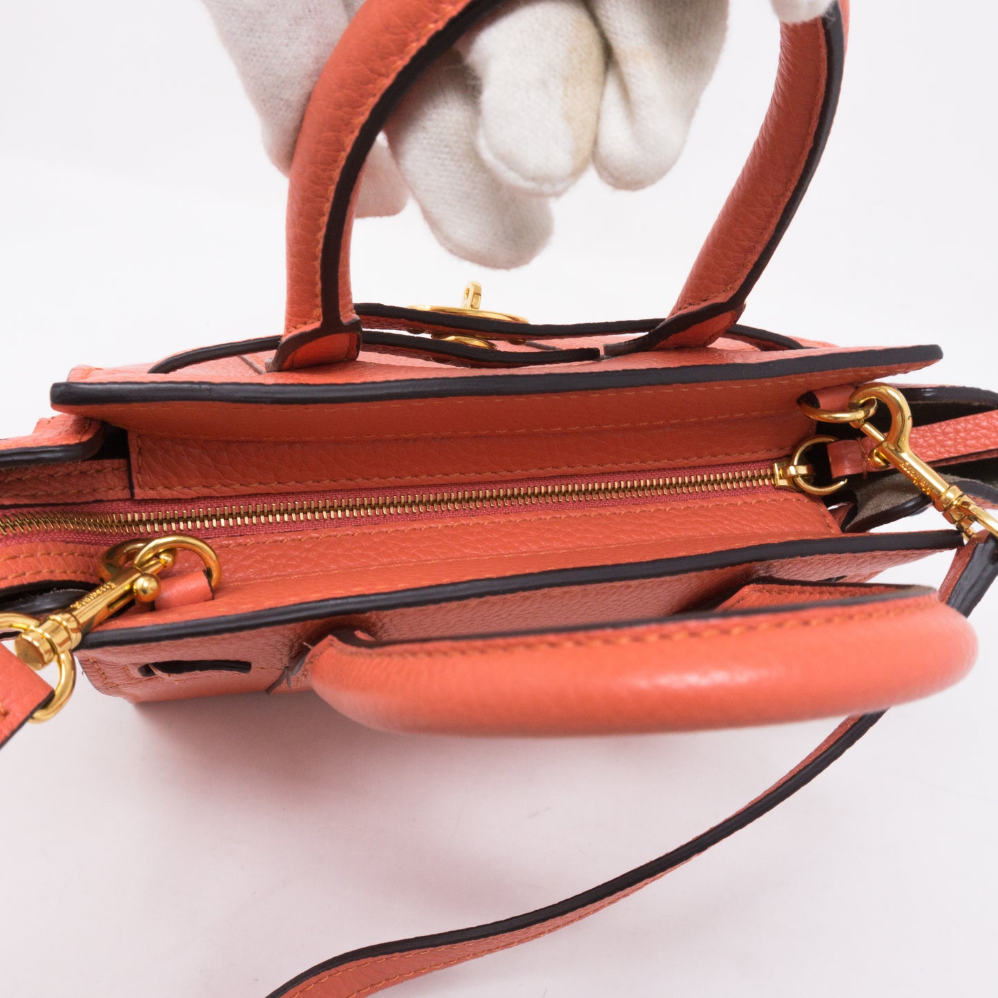 Micro Zipped Bayswater Coral Rose Leather