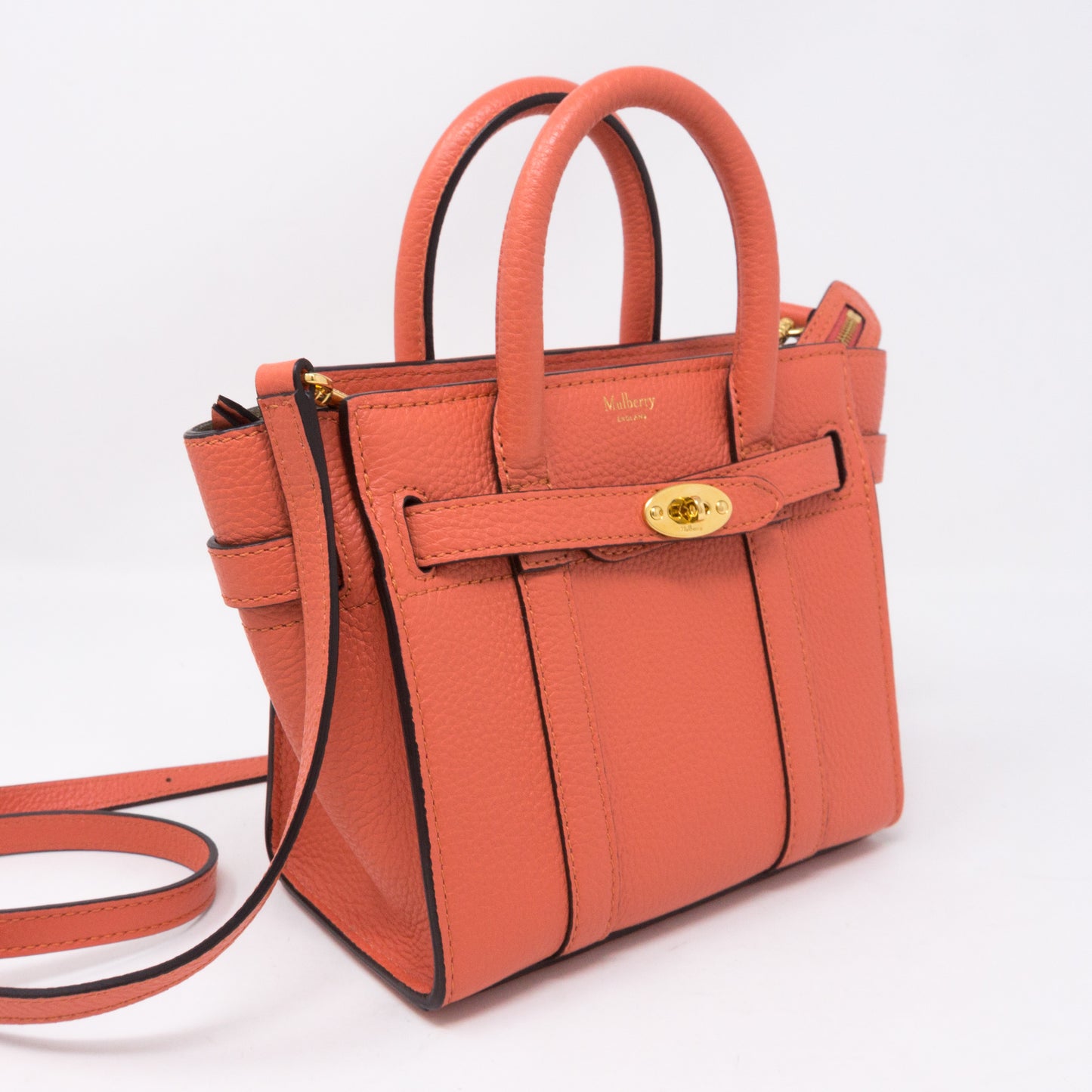 Micro Zipped Bayswater Coral Rose Leather