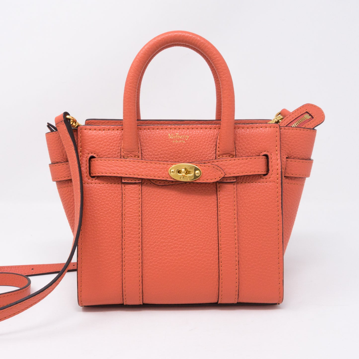 Micro Zipped Bayswater Coral Rose Leather