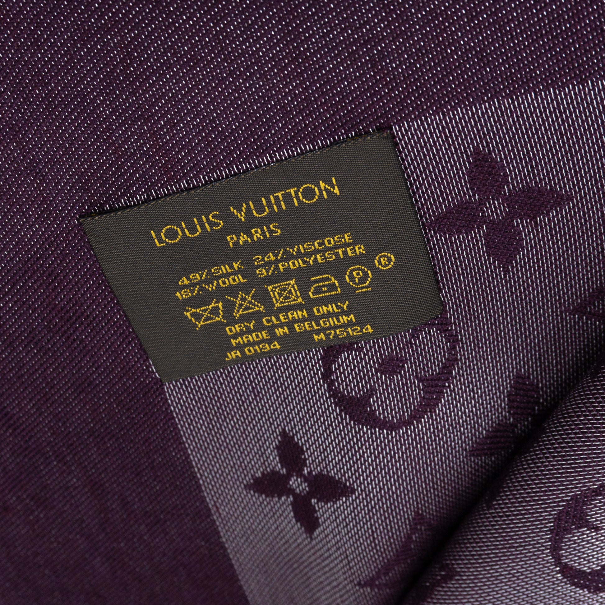 LOUIS VUITTON LOUIS VUITTON shawl scarf scarves wrap M75124 silk Purple  Used Women monogram M75124