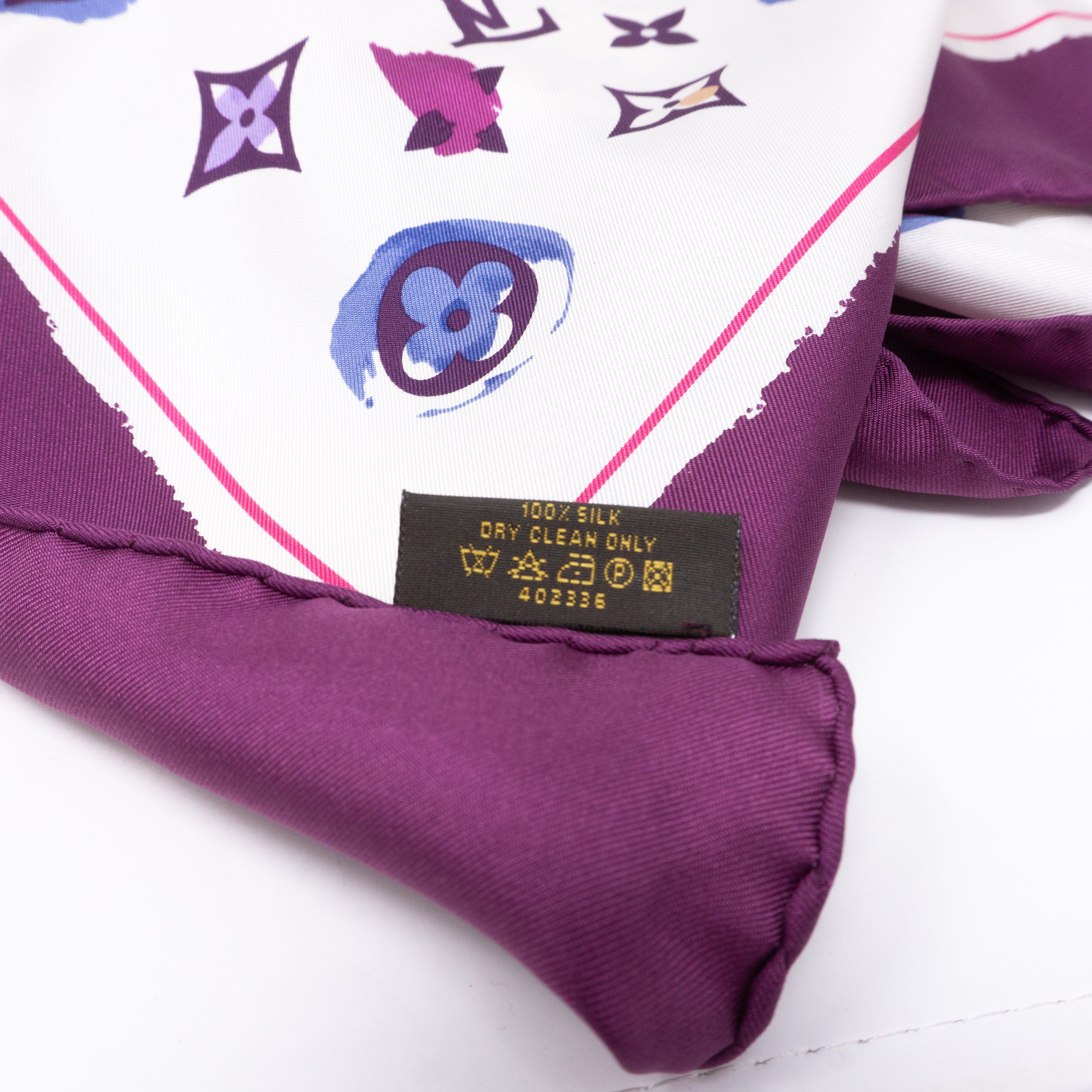 Monogram Map Silk Purple Scarf