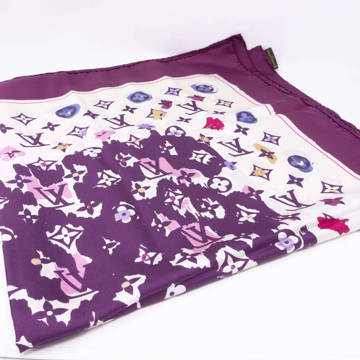 Monogram Map Silk Purple Scarf