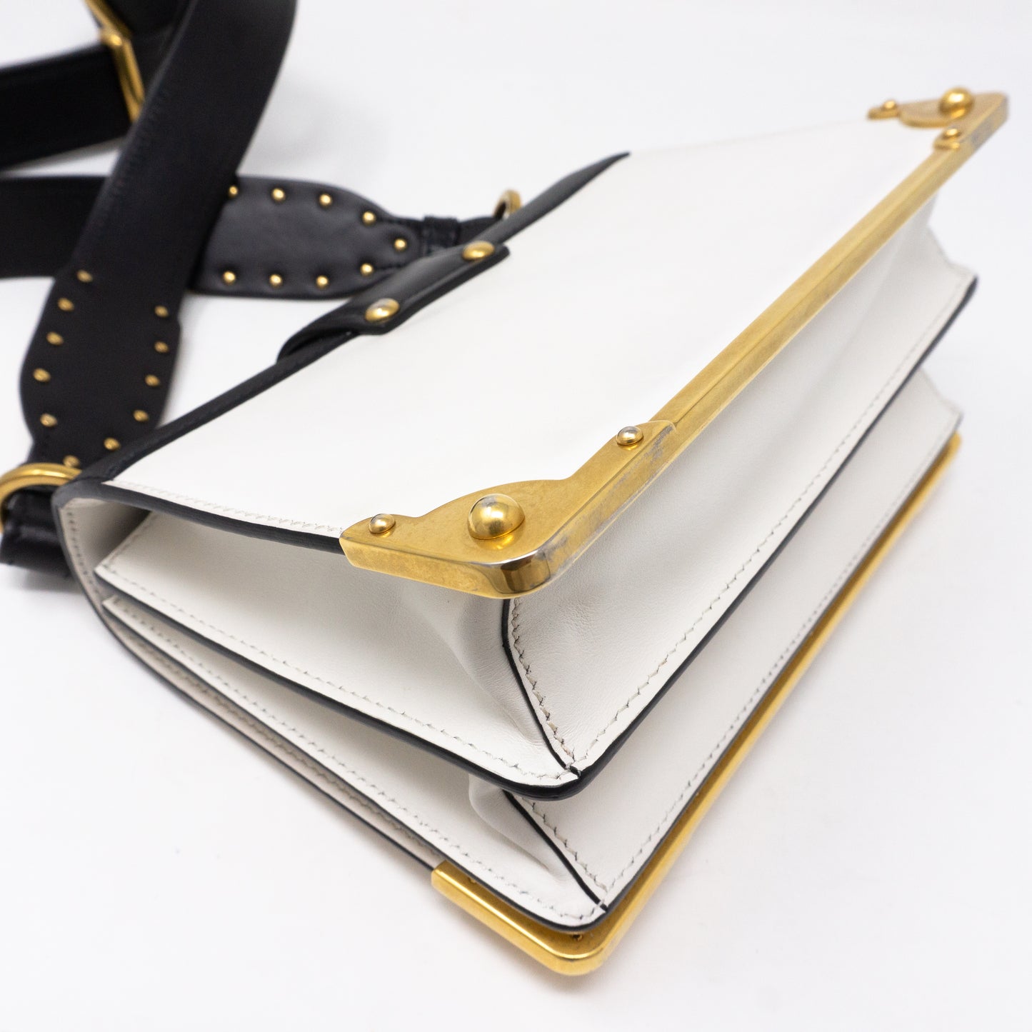 Cahier White Black Leather Bag