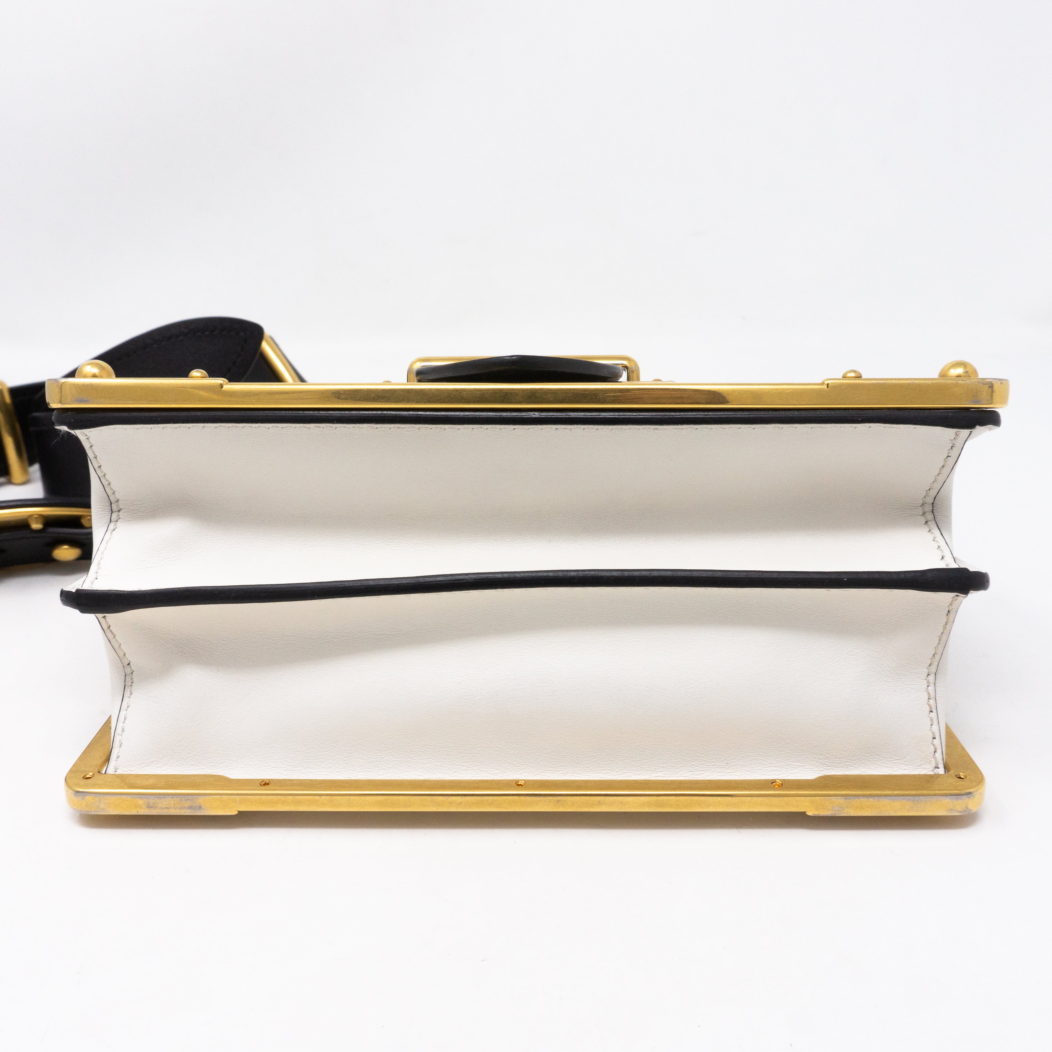 Cahier White Black Leather Bag