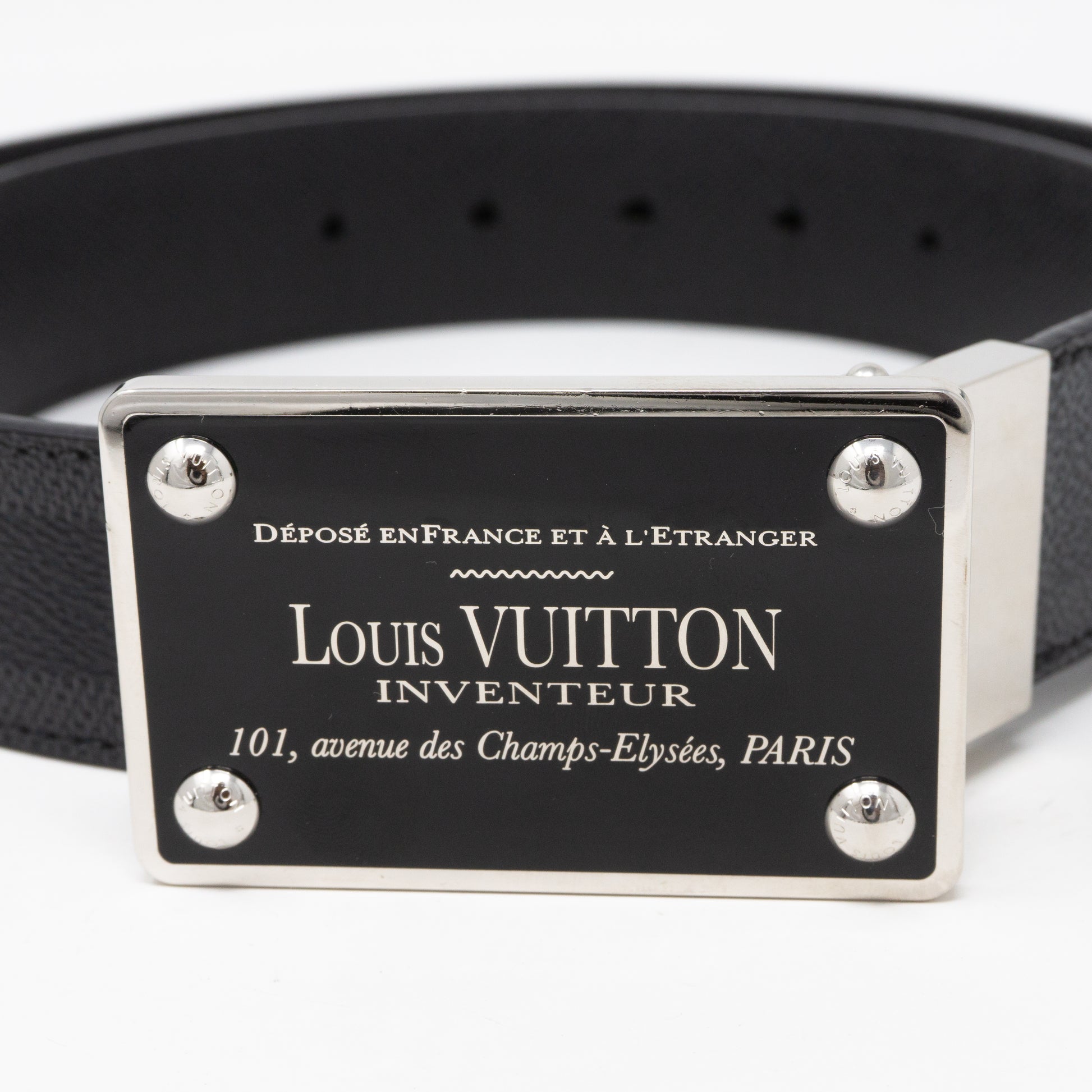 LOUIS VUITTON Damier Graphite 35mm LV Inventeur Reversible Belt 100 40  1295602