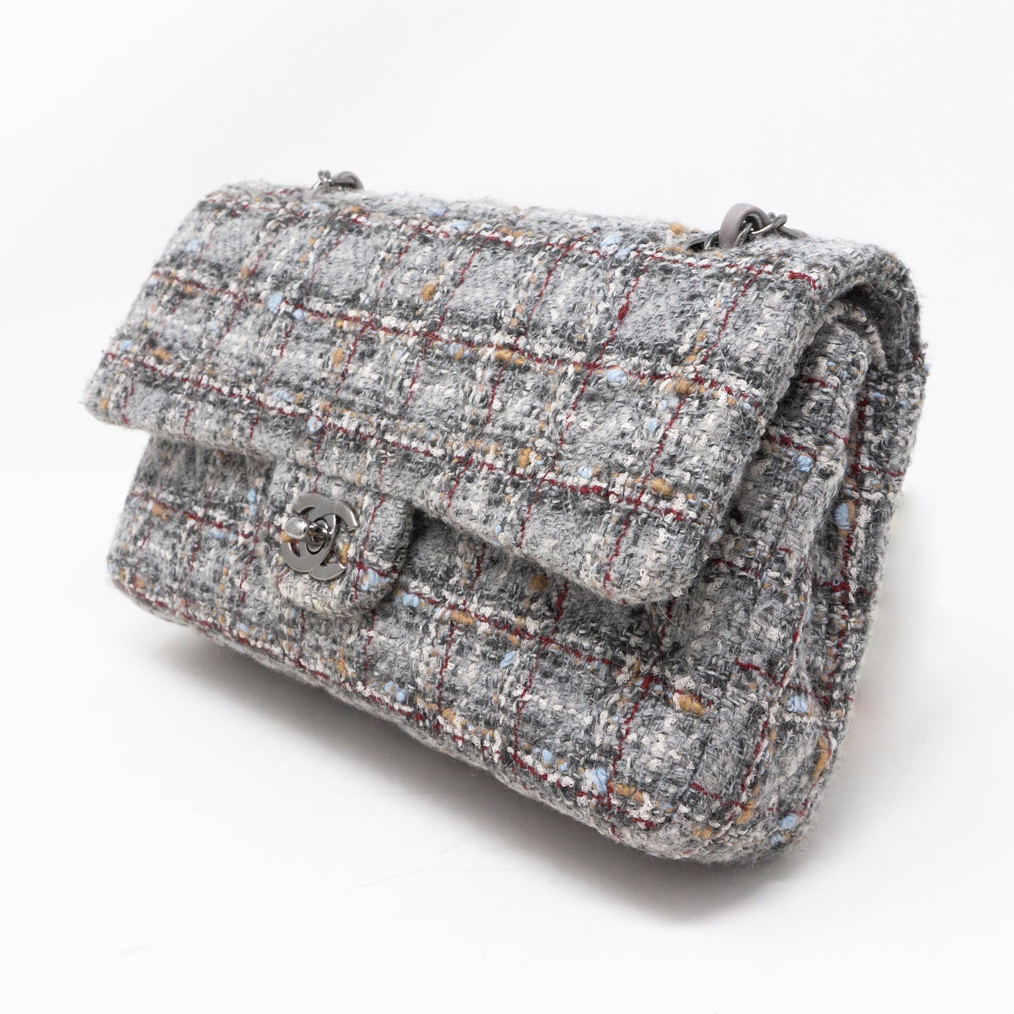 Classic Double Flap Medium Tweed Grey