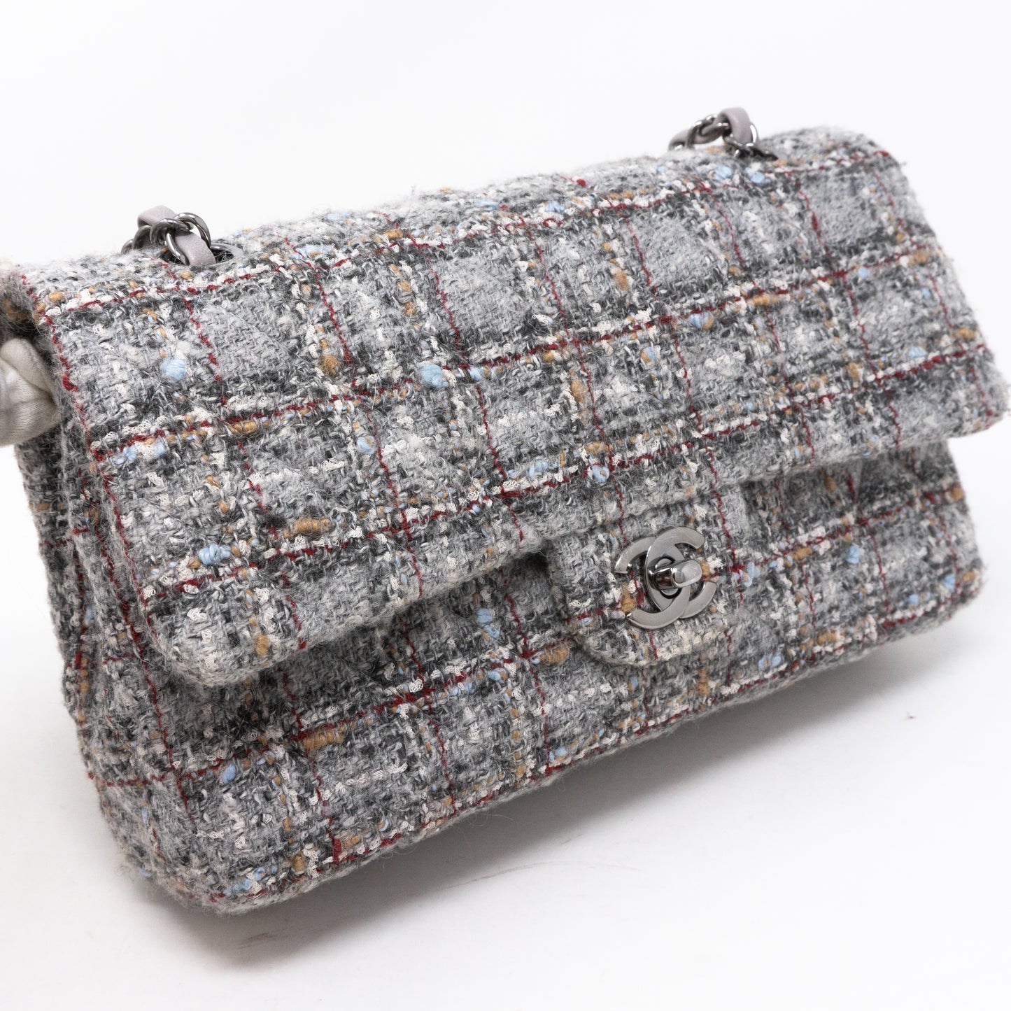 Classic Double Flap Medium Tweed Grey