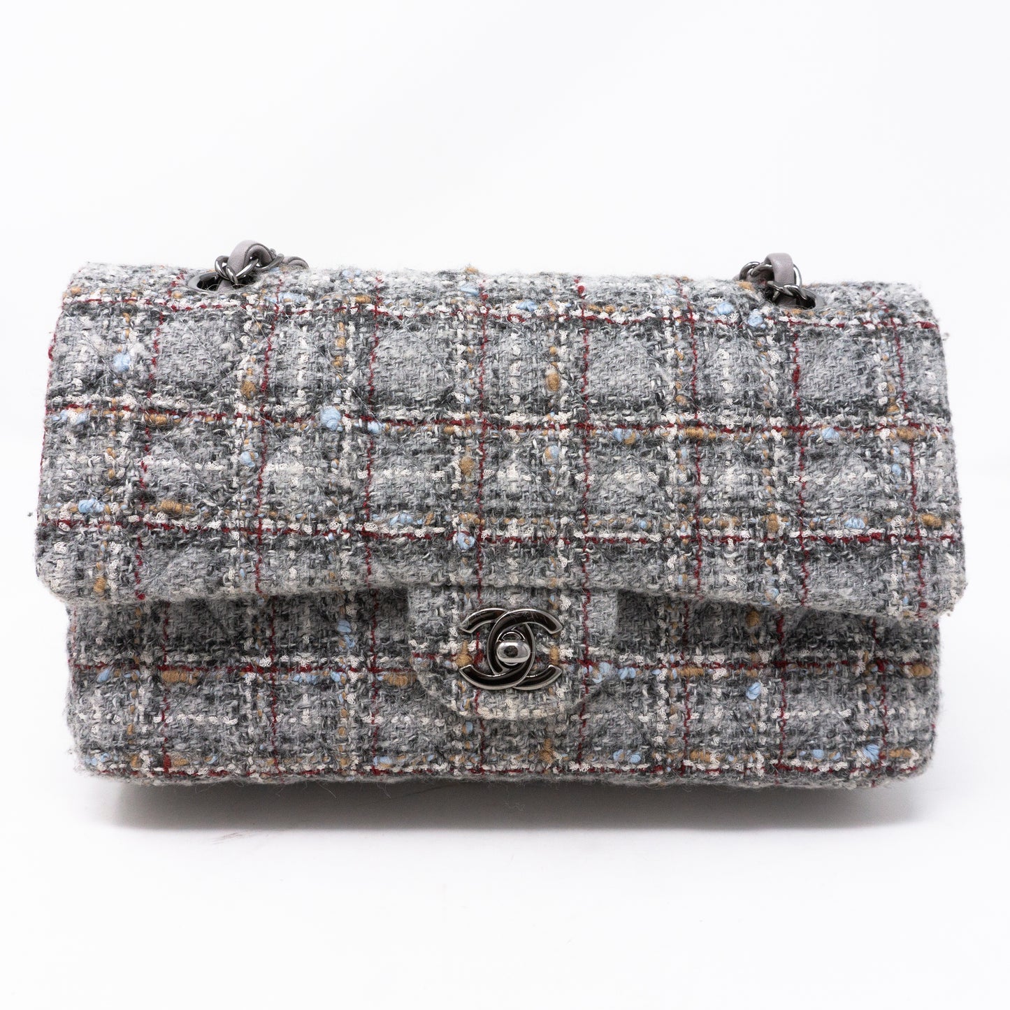 Classic Double Flap Medium Tweed Grey