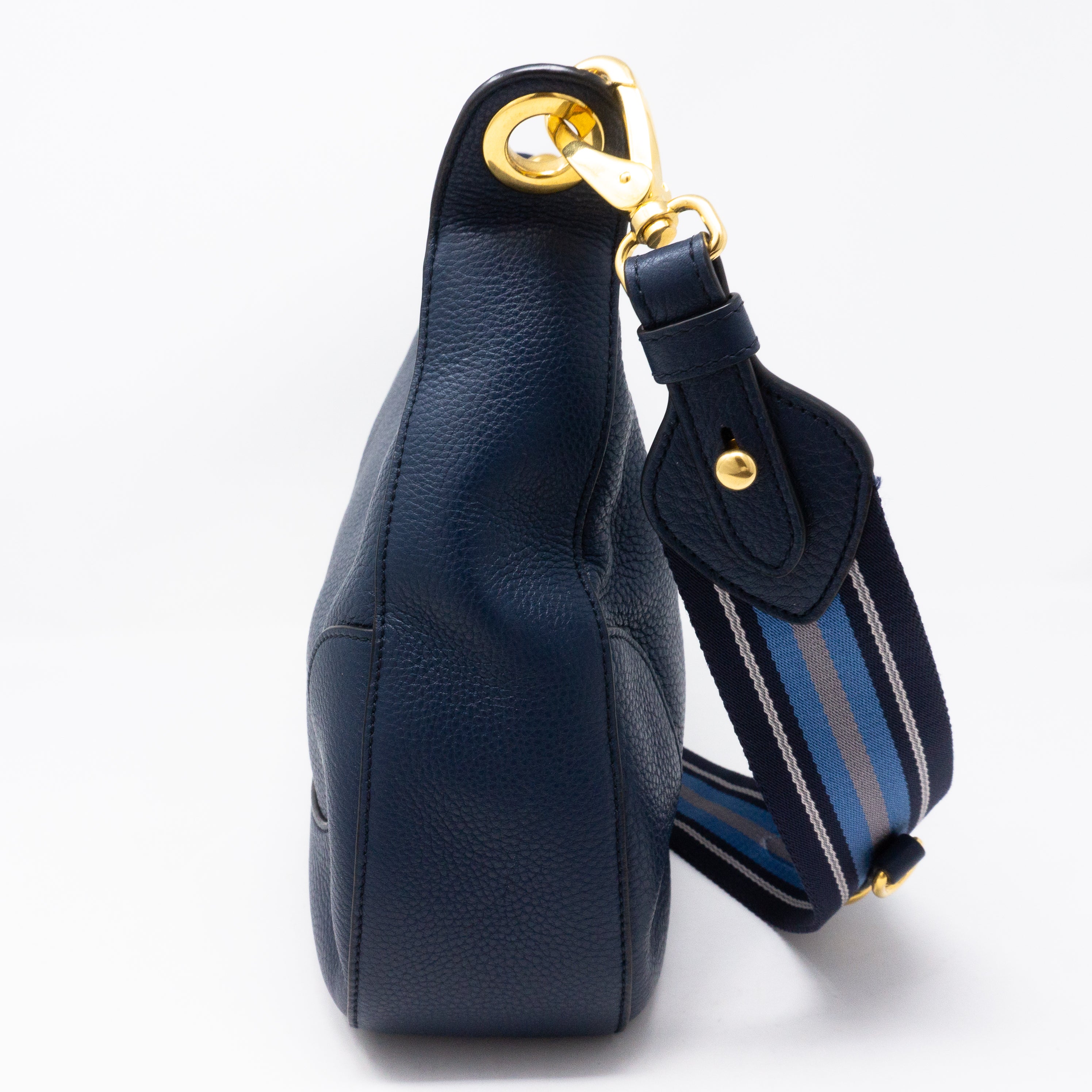 Crossbody Canvas Strap Bag Navy Leather