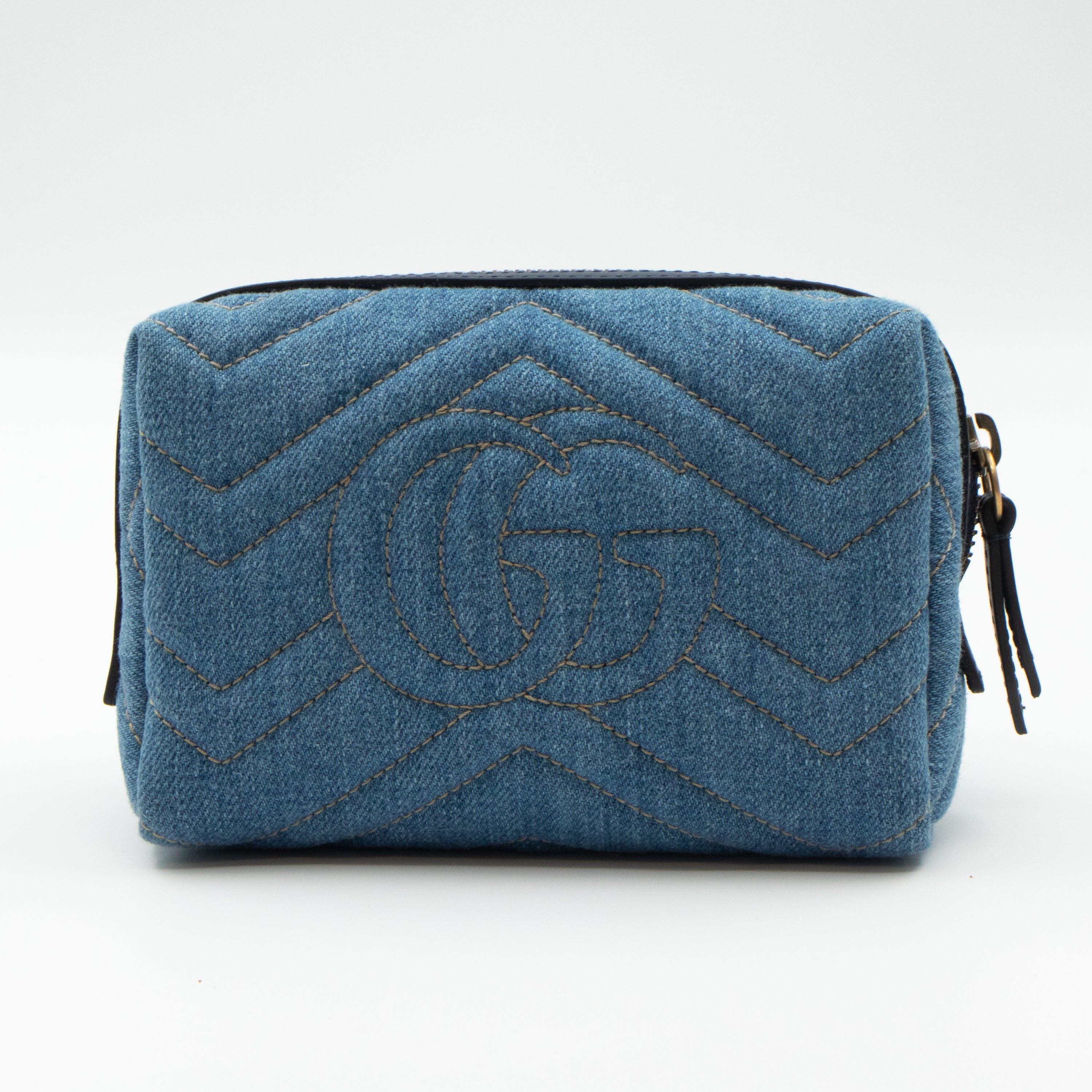 GG Marmont Cosmetic Case Denim